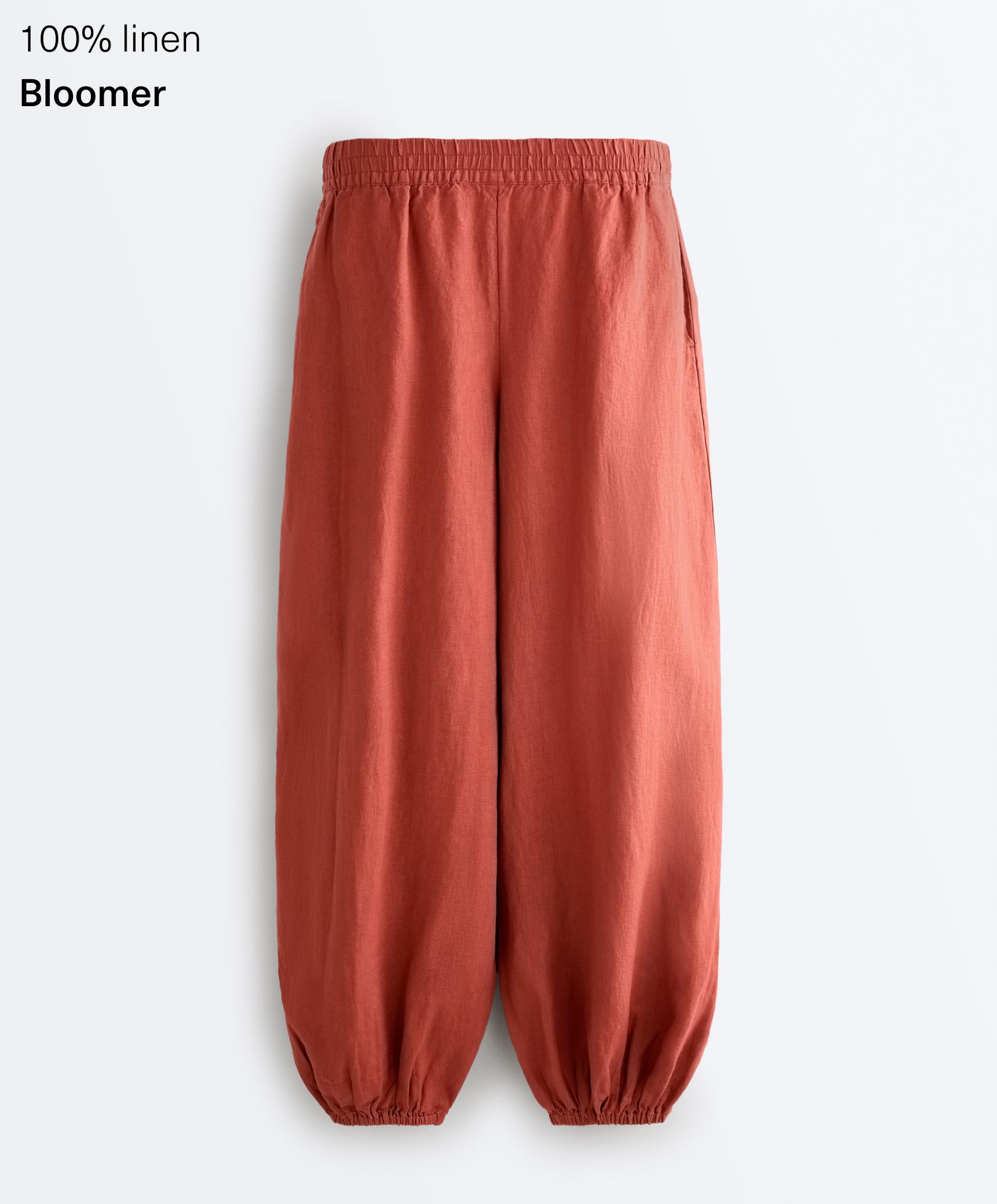 100% linen bloomer trousers — TEA RED
