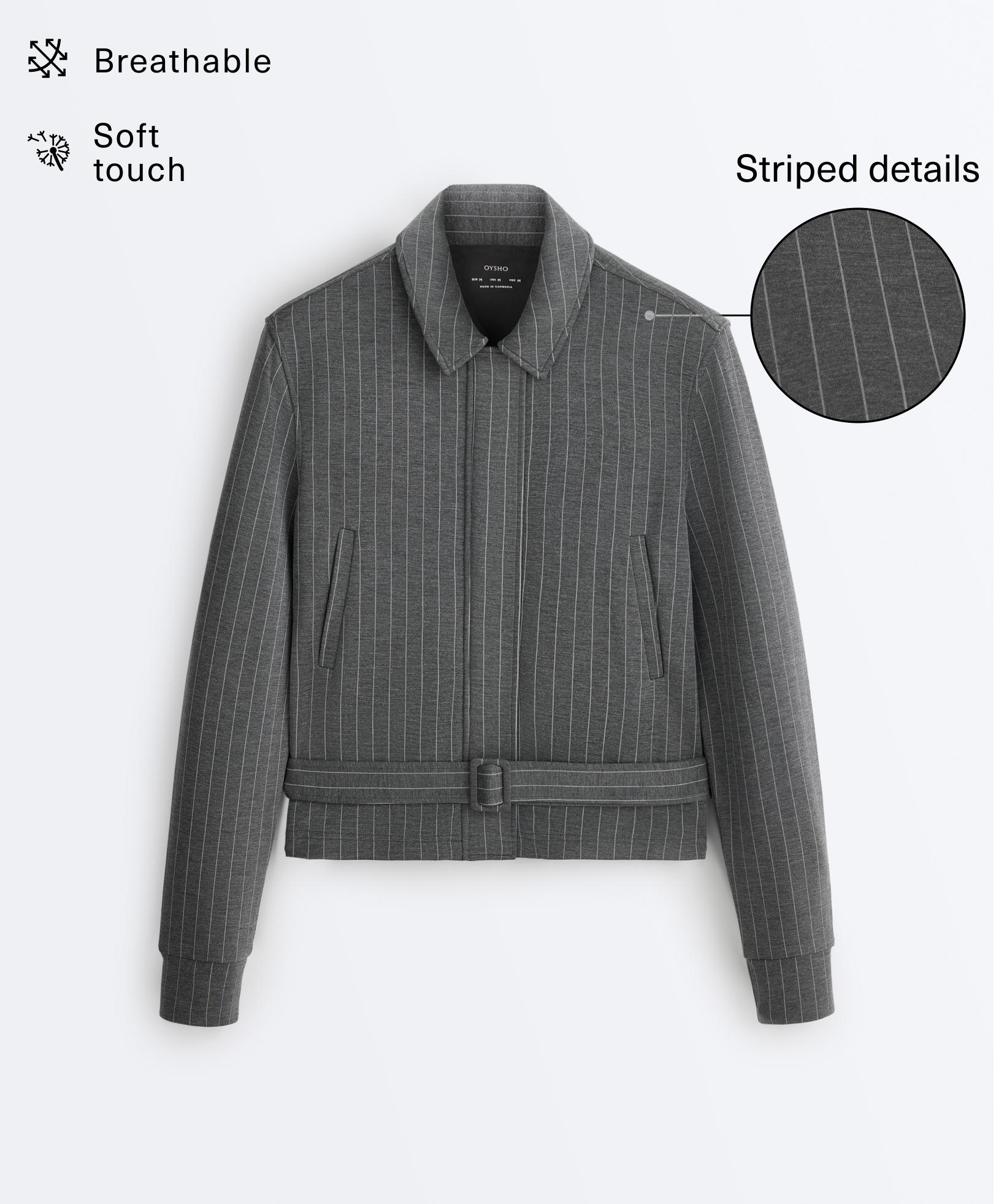 Soft-touch modal jacket with belt — DARK GREY