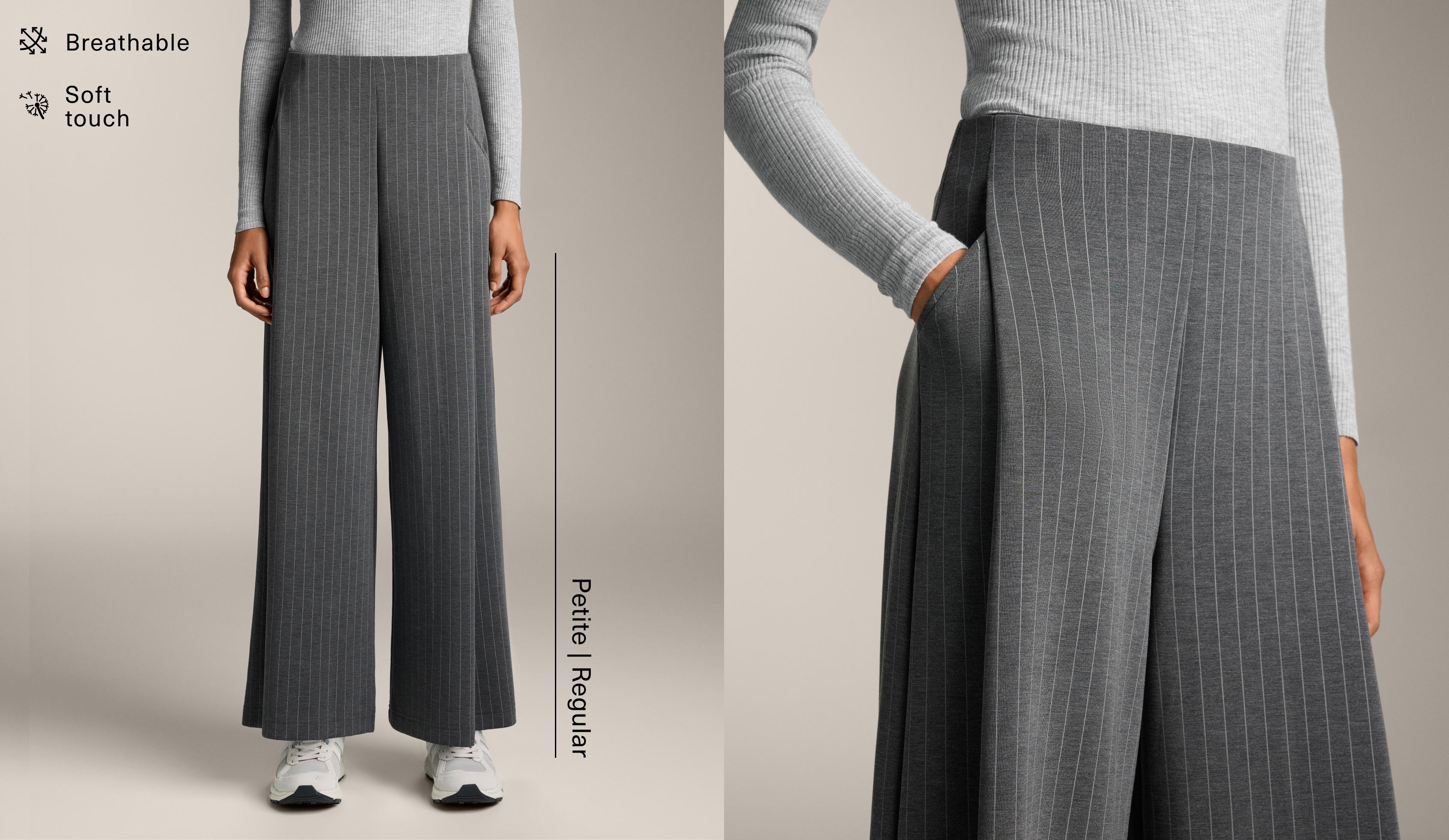 Φαρδύ ριγέ παντελόνι με modal απαλής υφής Φαρδύ ριγέ παντελόνι με modal απαλής υφής