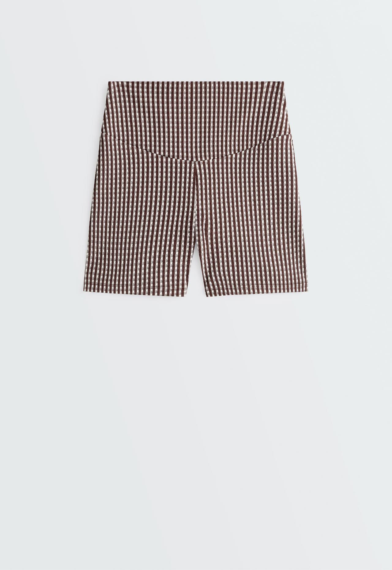 Comfortlux high-rise 10cm gingham hot pants — DARK REDDISH‑BROWN