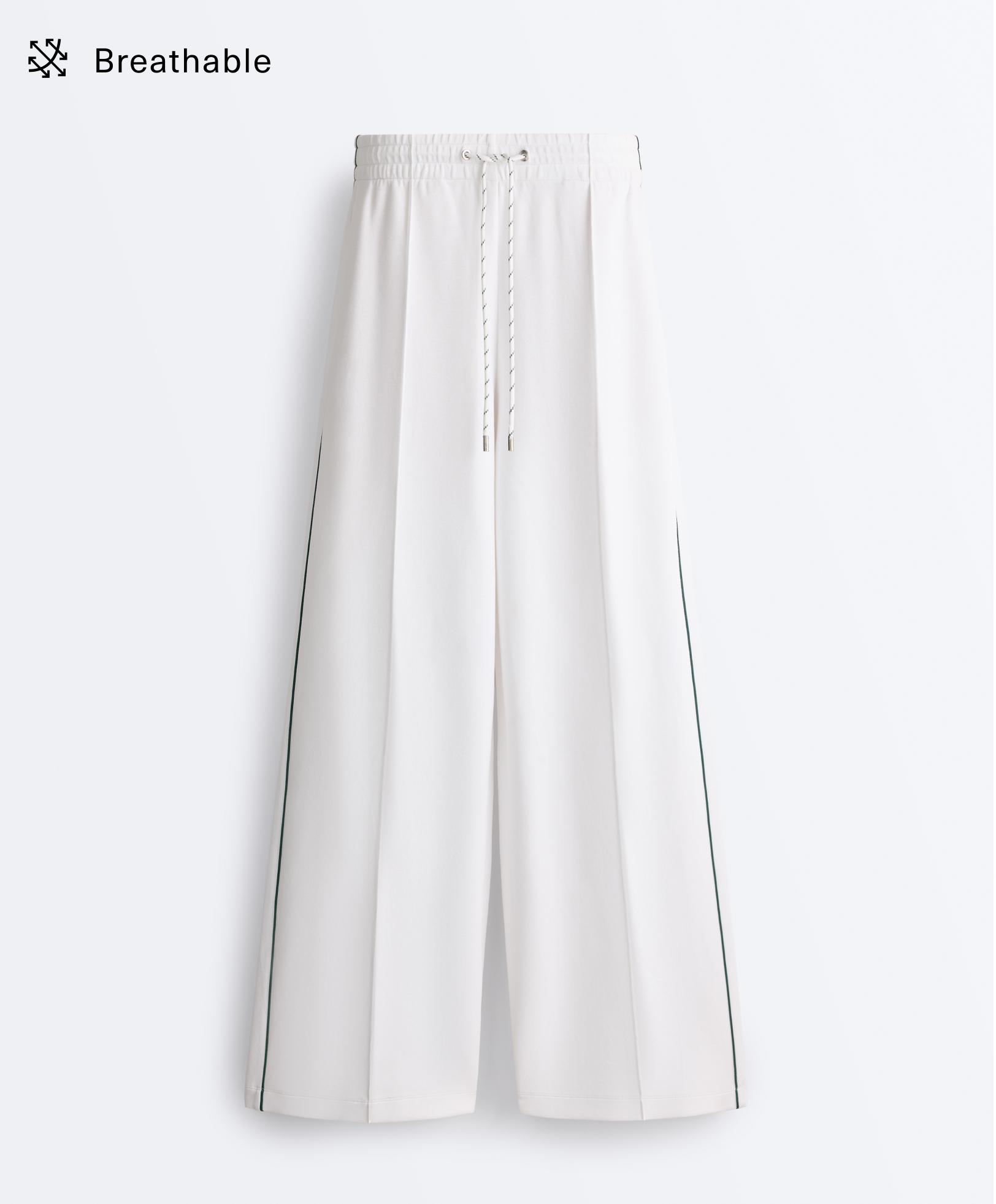 Pantalón recto nervio piqué con algodón piping Pantalón recto nervio piqué con algodón piping