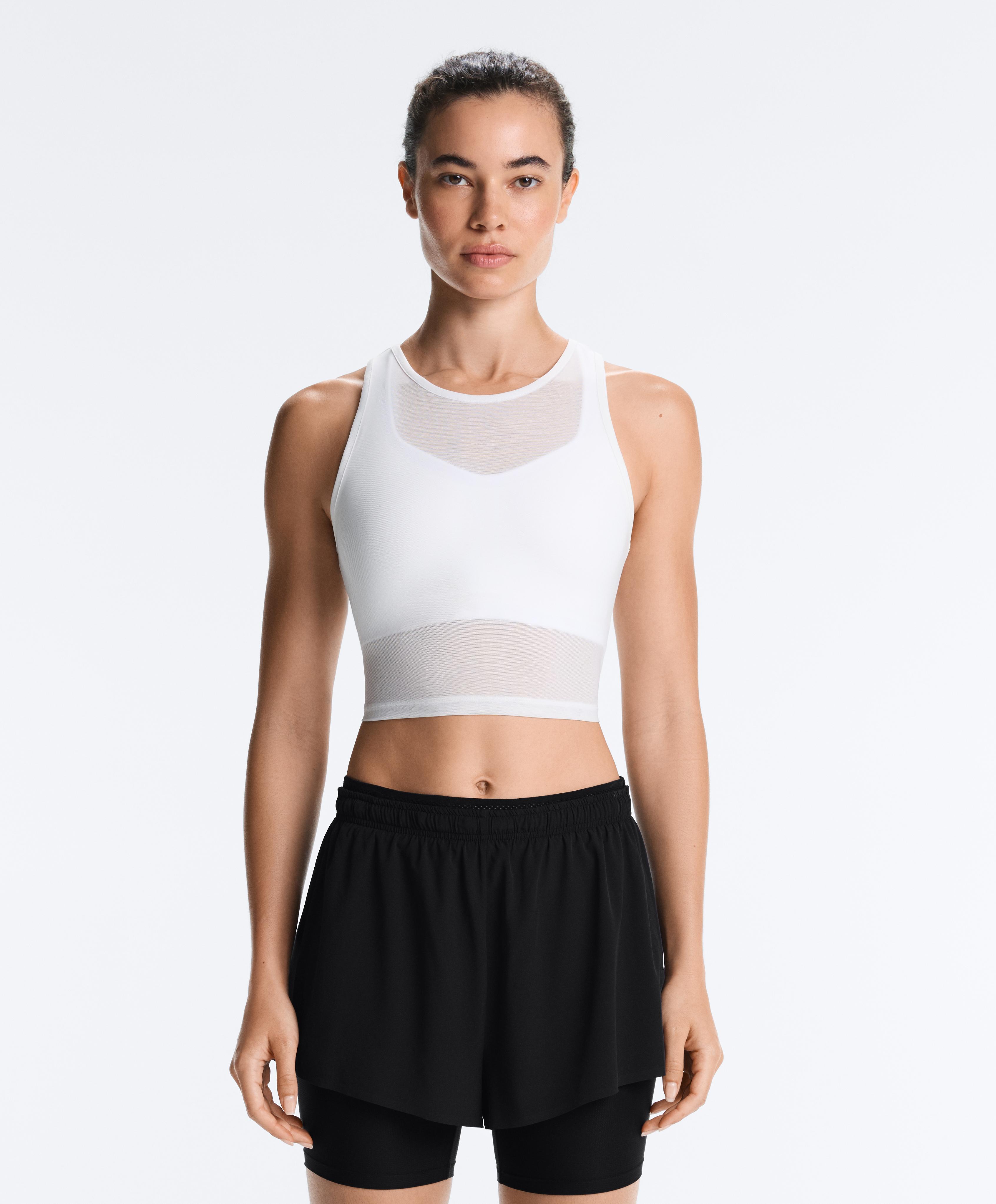 Sheer compressive tank top — WHITE