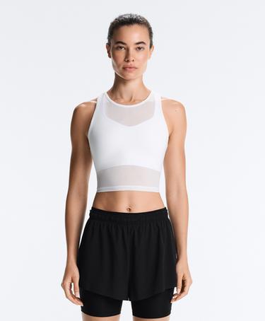 Sheer compressive tank top — WHITE  4