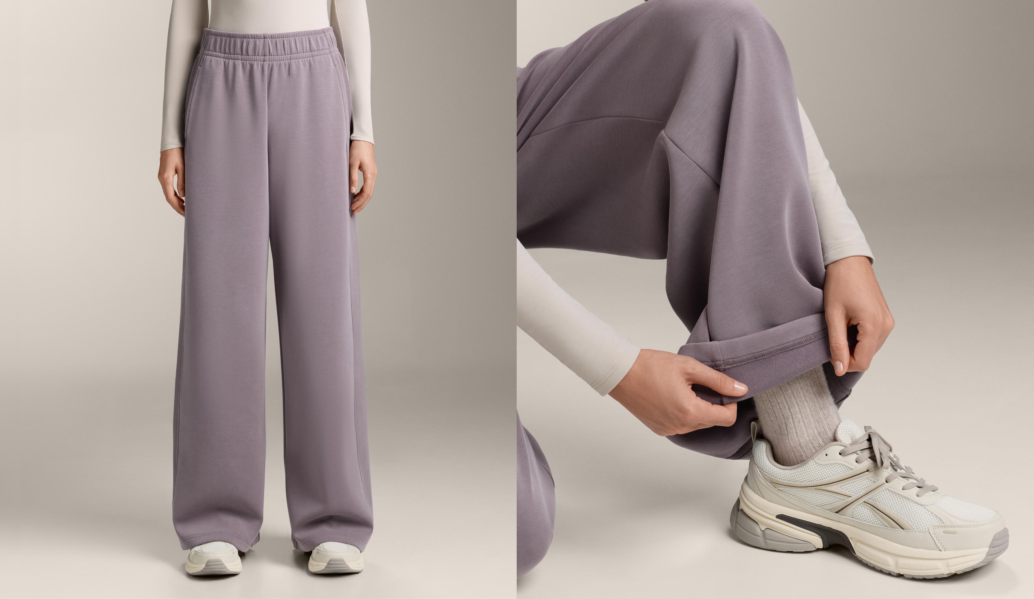Straight-leg rib trousers with brushed modal