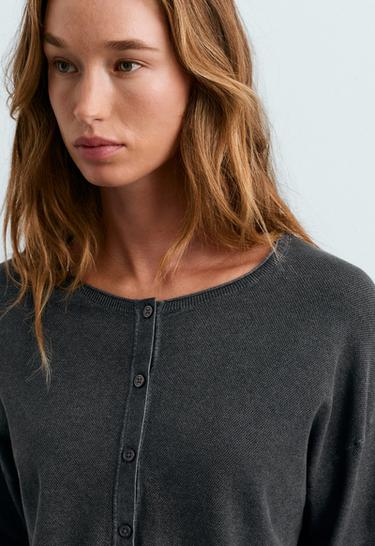Long-sleeve waffle knit jumper — DARK ANTHRACITE 3