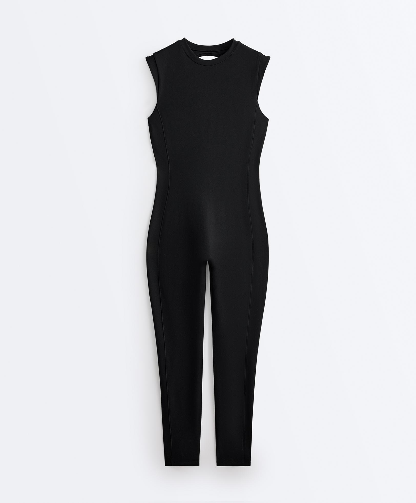Evermove sleeveless long jumpsuit — BLACK