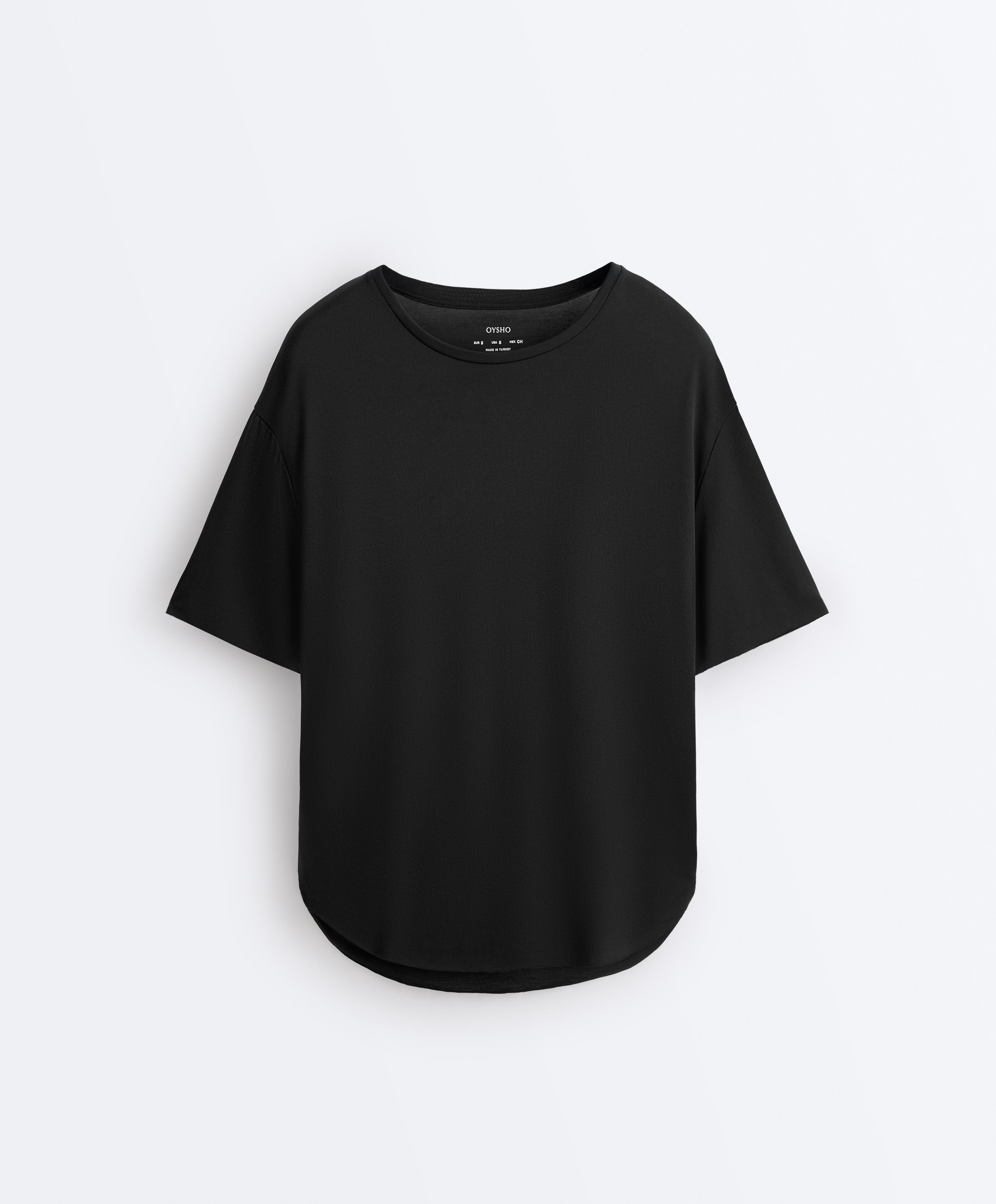 Modal blend short-sleeved T-shirt with rounded back hem
