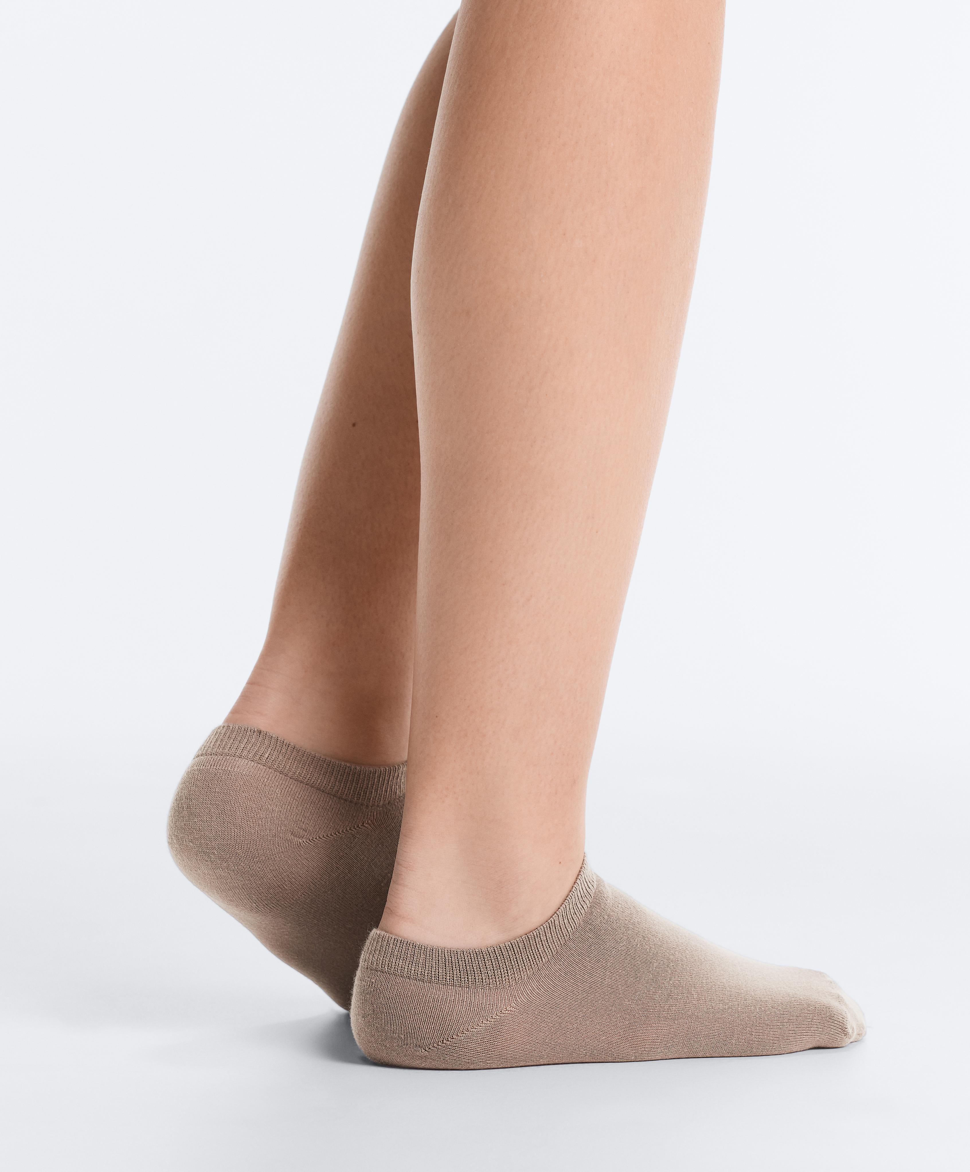 5 pairs of cotton blend sneaker socks — GREEN BEIGE