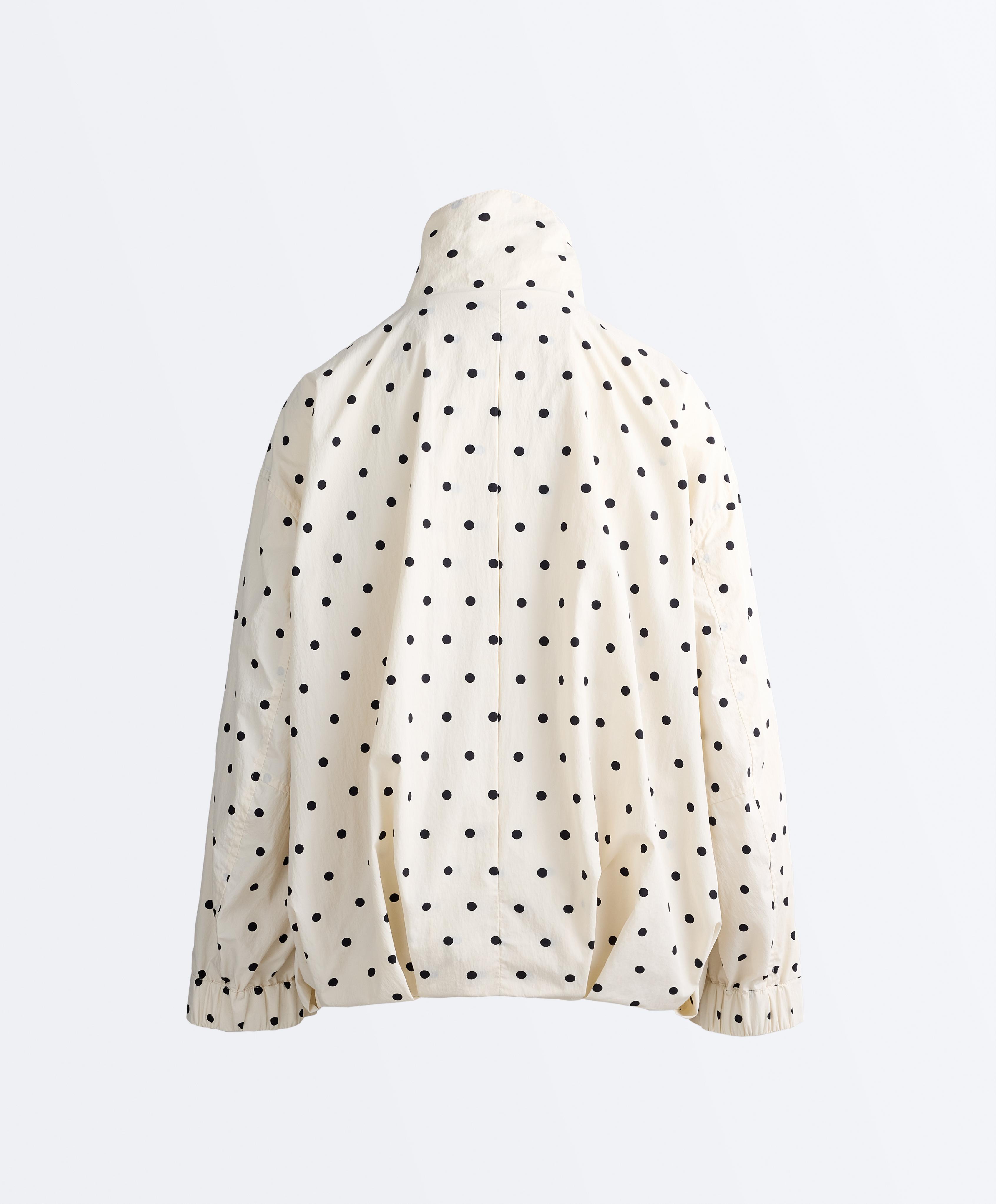 Long water-repellent polka dot jacket — PALE ECRU