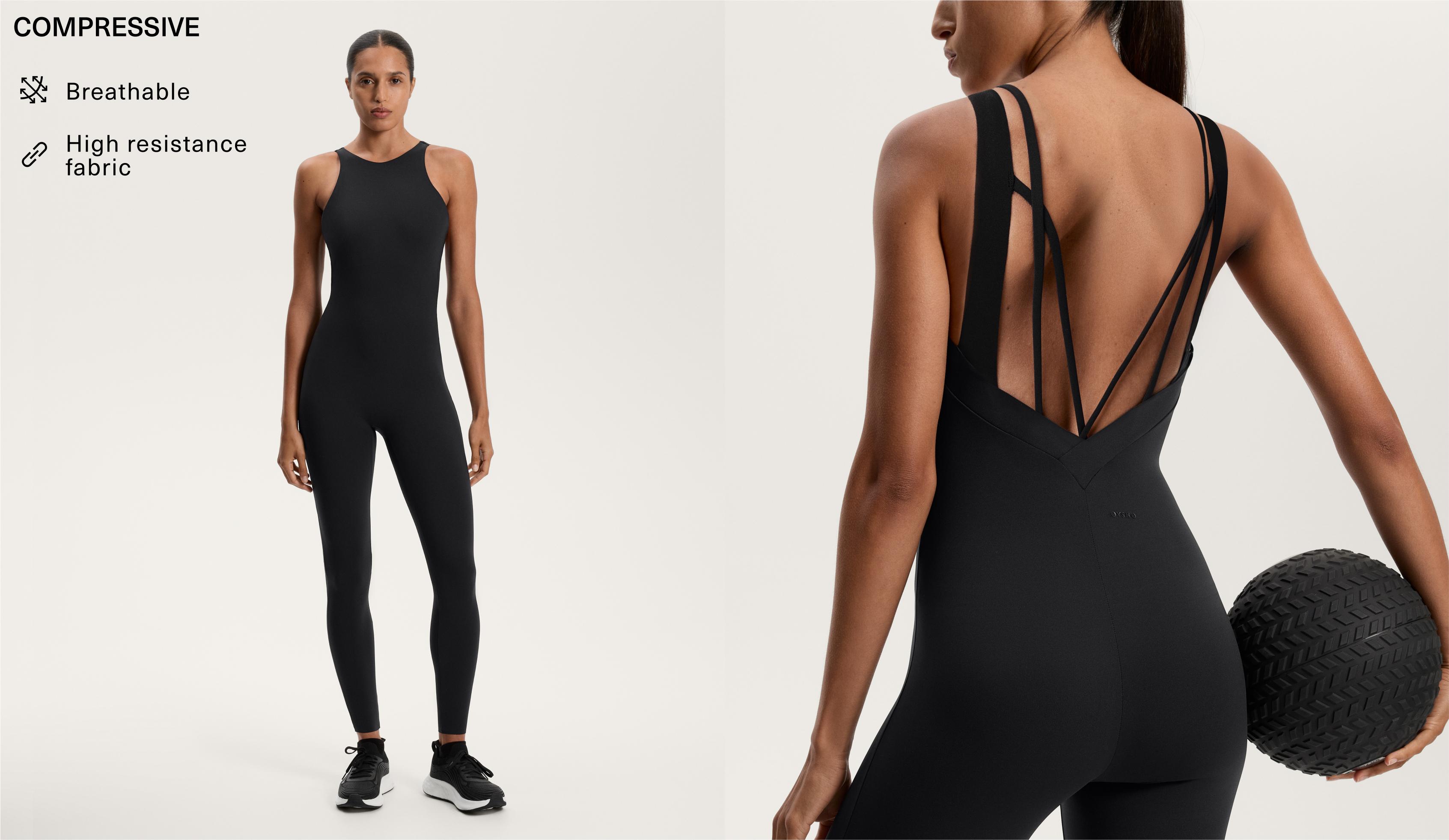 Compressive long jumpsuit with back straps Compressive long jumpsuit with back straps