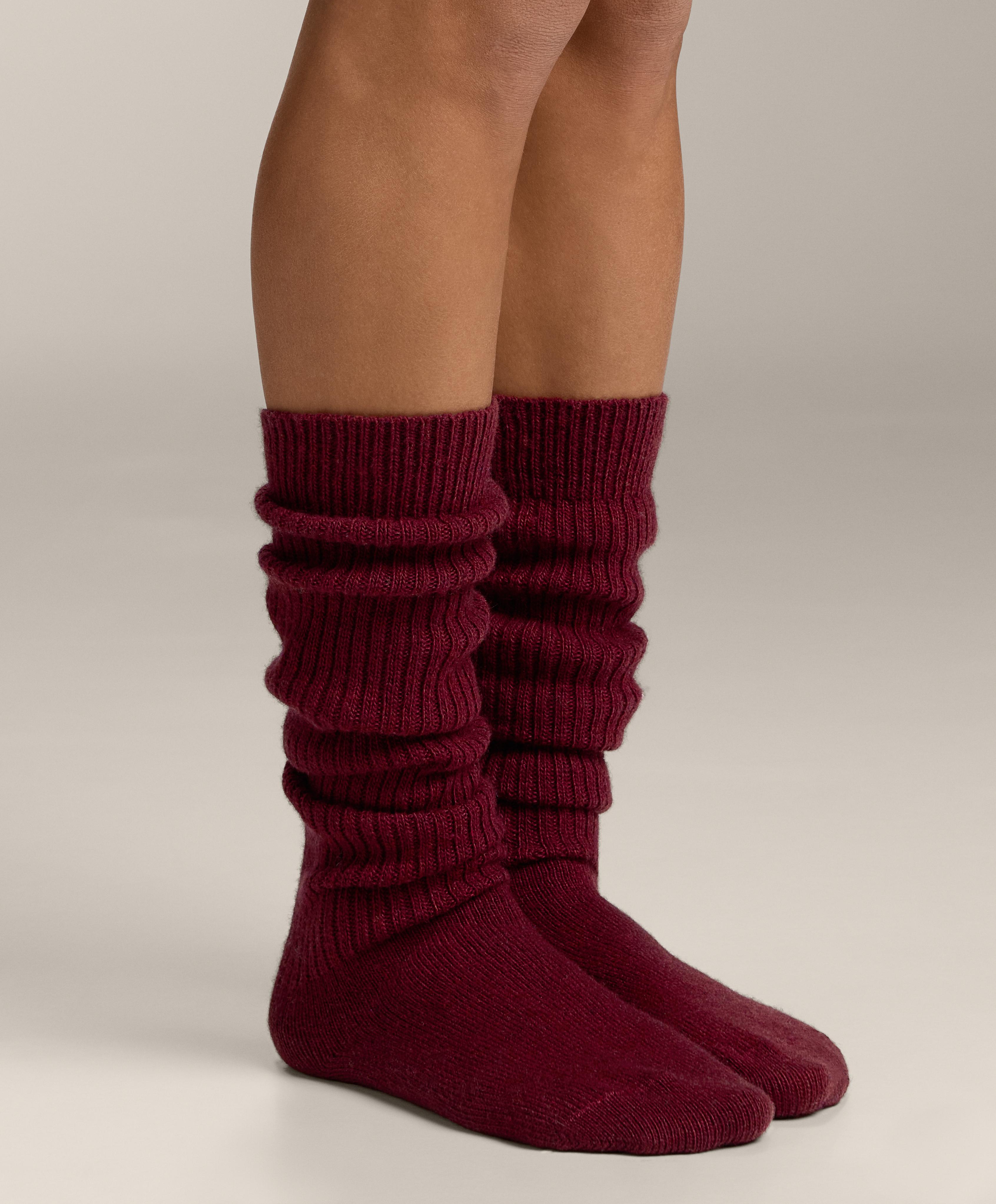 18% cashmere 13% wool long socks — CHERRY