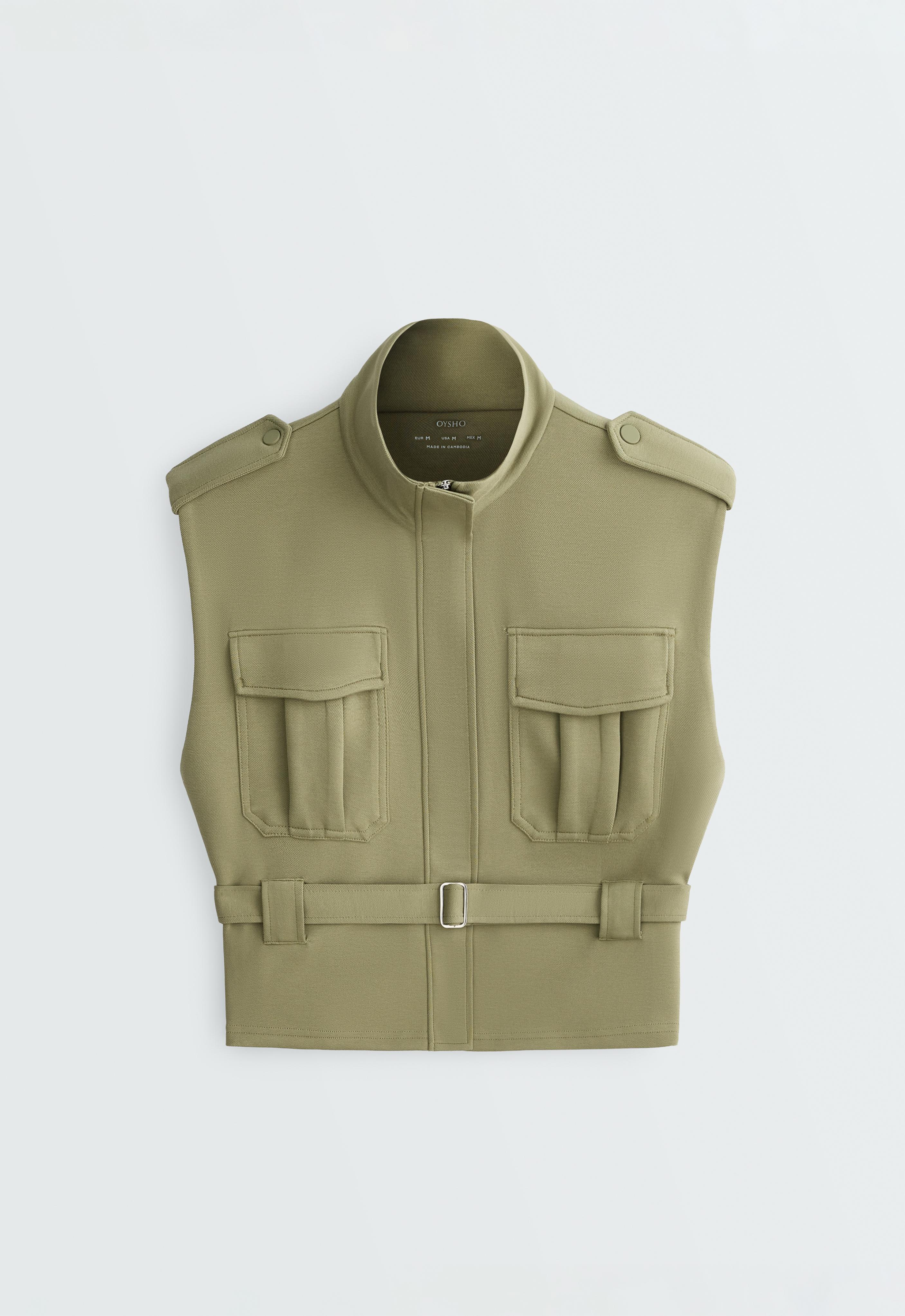 Utility piqué gilet with cotton belt — YELLOW GREEN