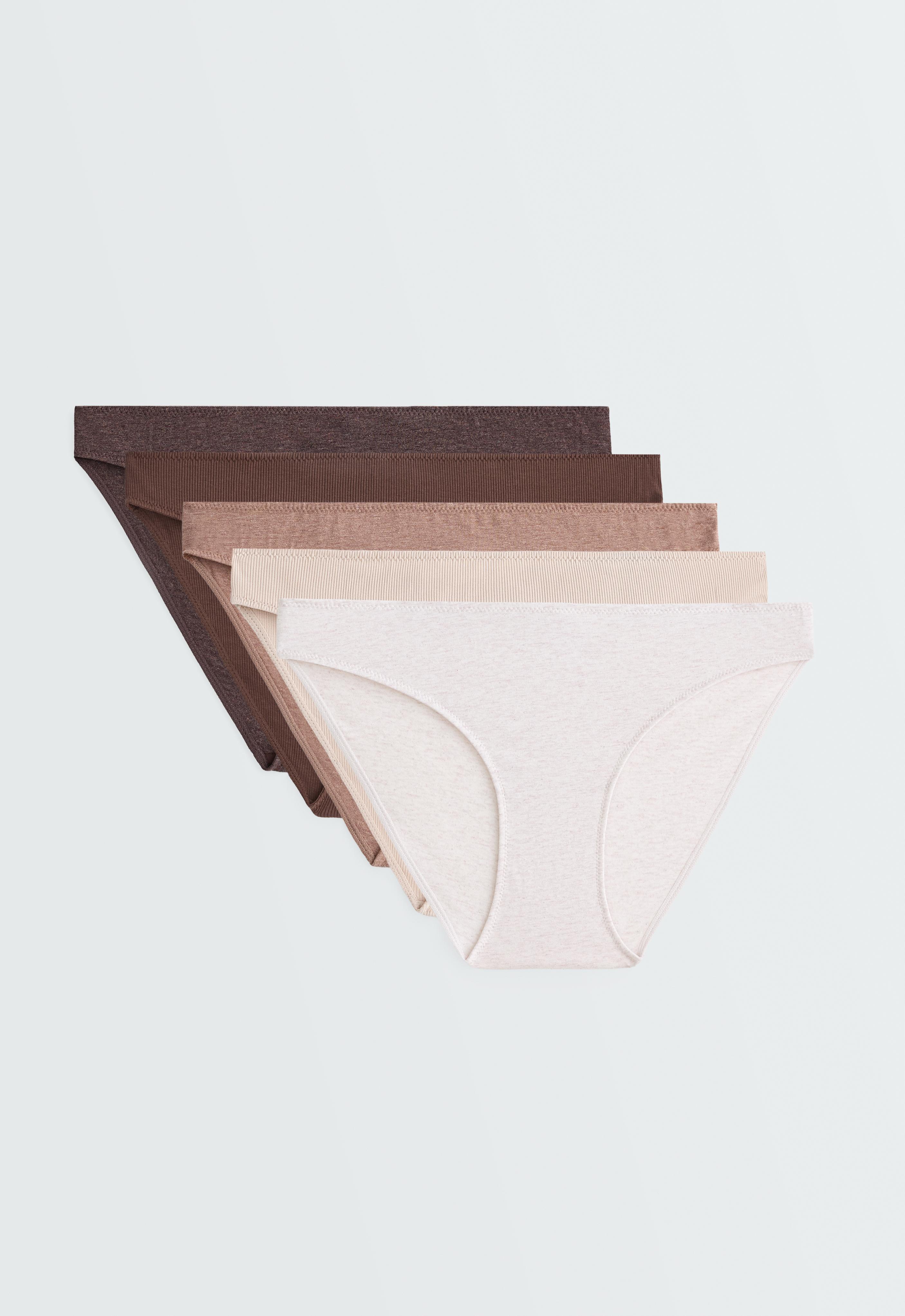 5 cotton blend rib classic briefs — CHOCOLATE      