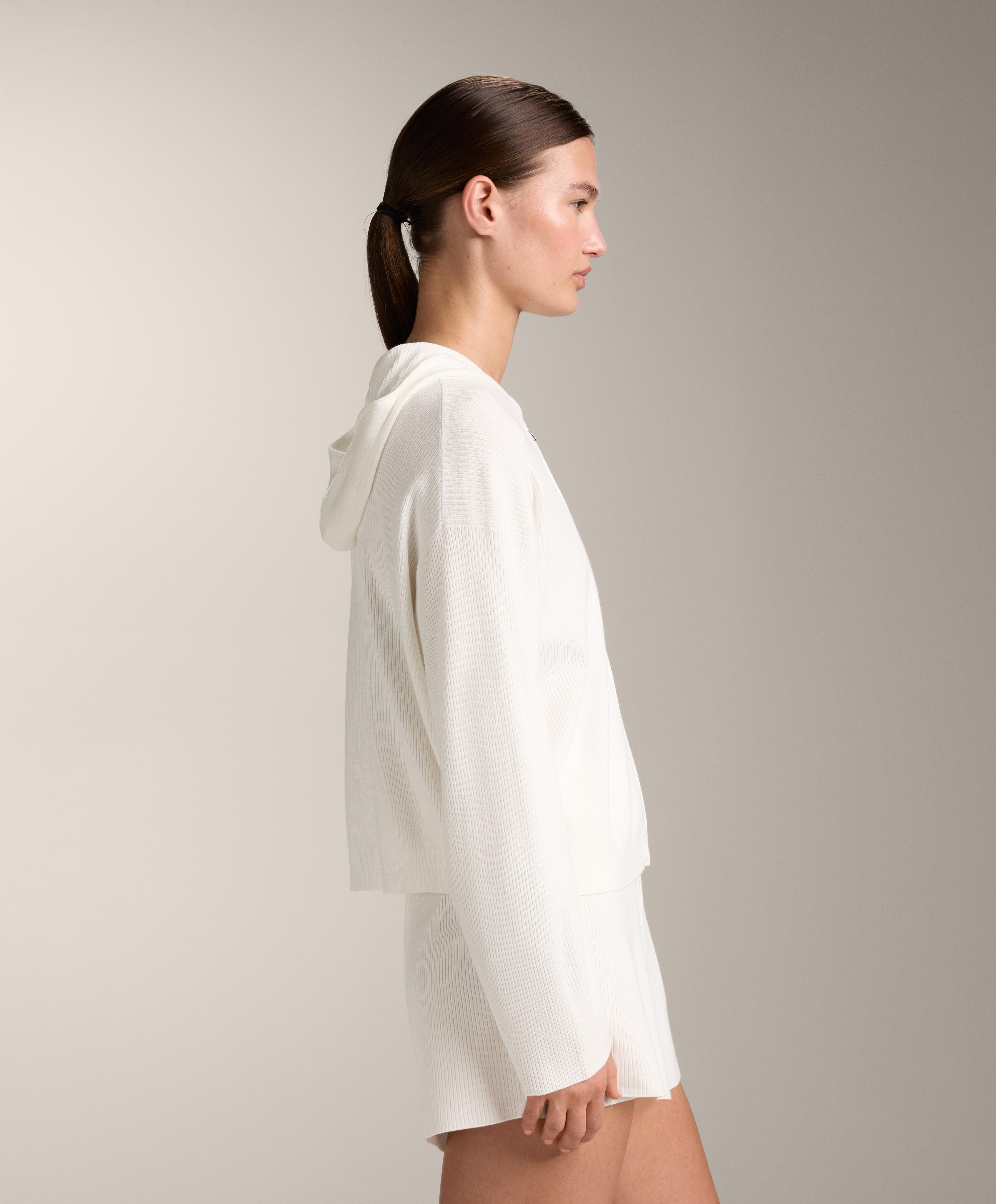Washed knit hooded jacket — WHITE 