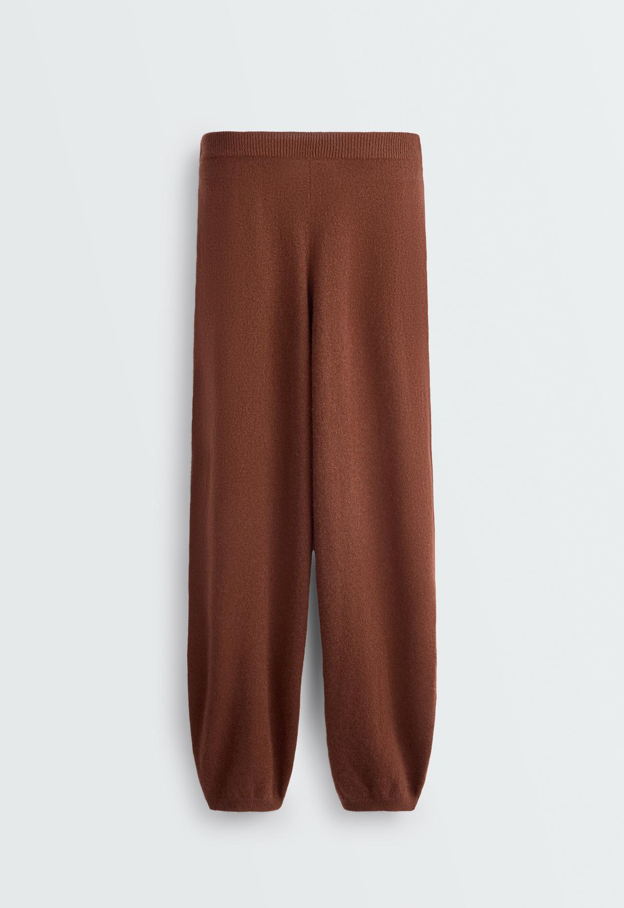 100% cashmere balloon knit trousers — CHOCOLATE