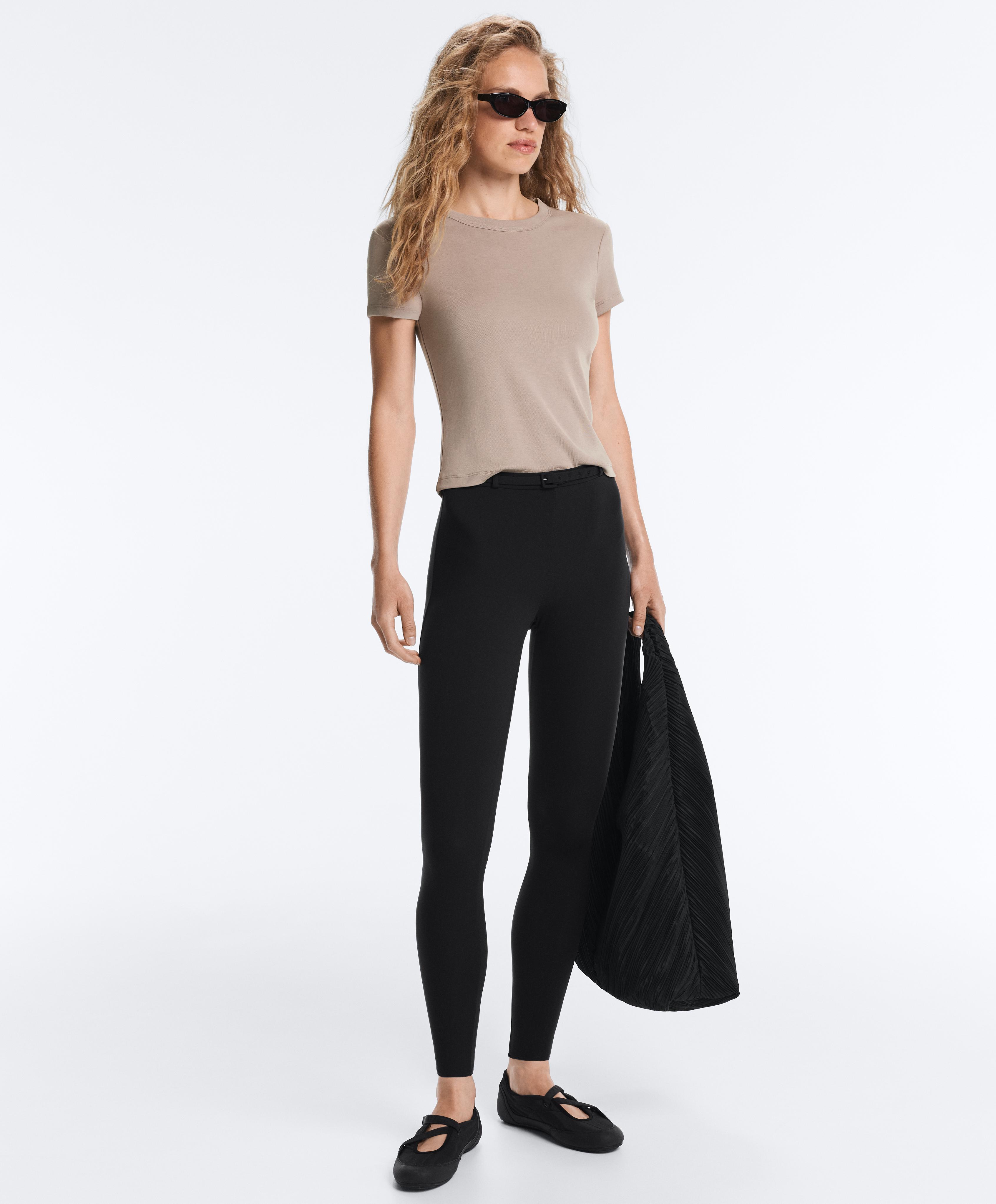 Fitted modal rib short-sleeve T-shirt — MID-MINK