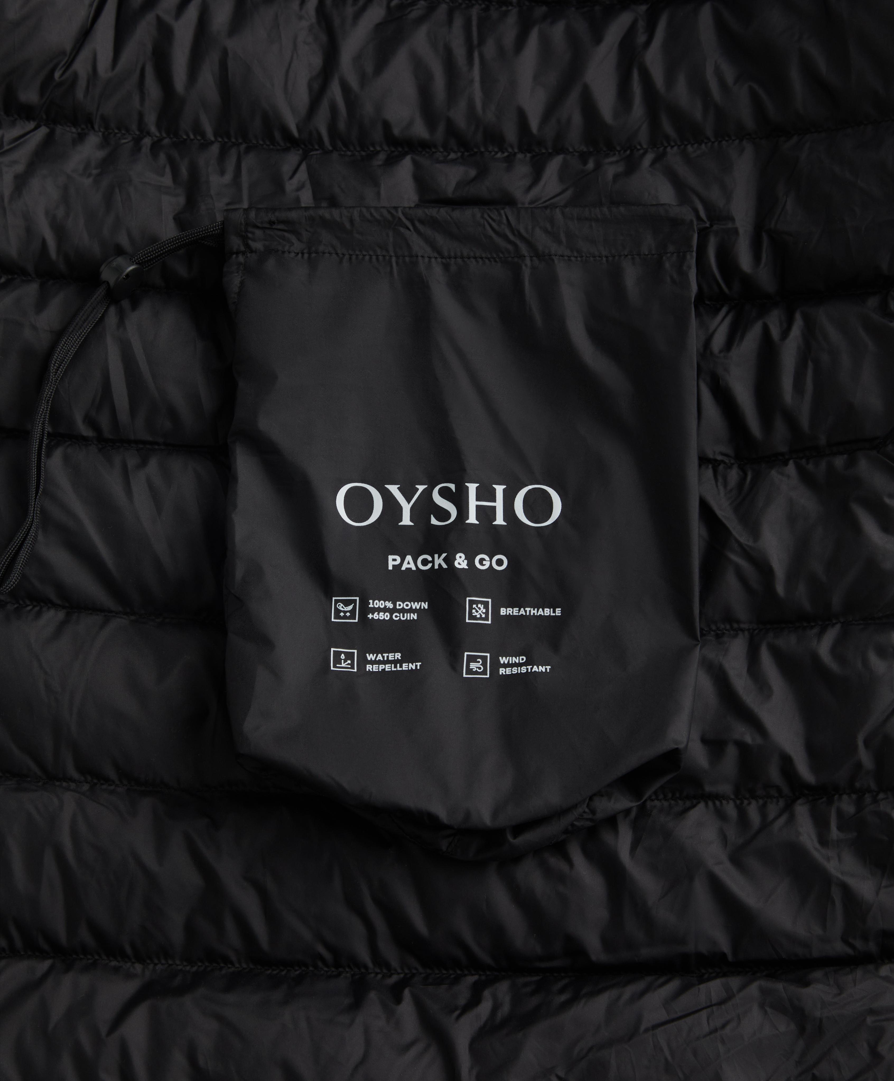 Lightweight packable 100% down water-repellent jacket
