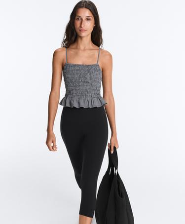 Comfortlux smock gingham tank top — BLACK 5