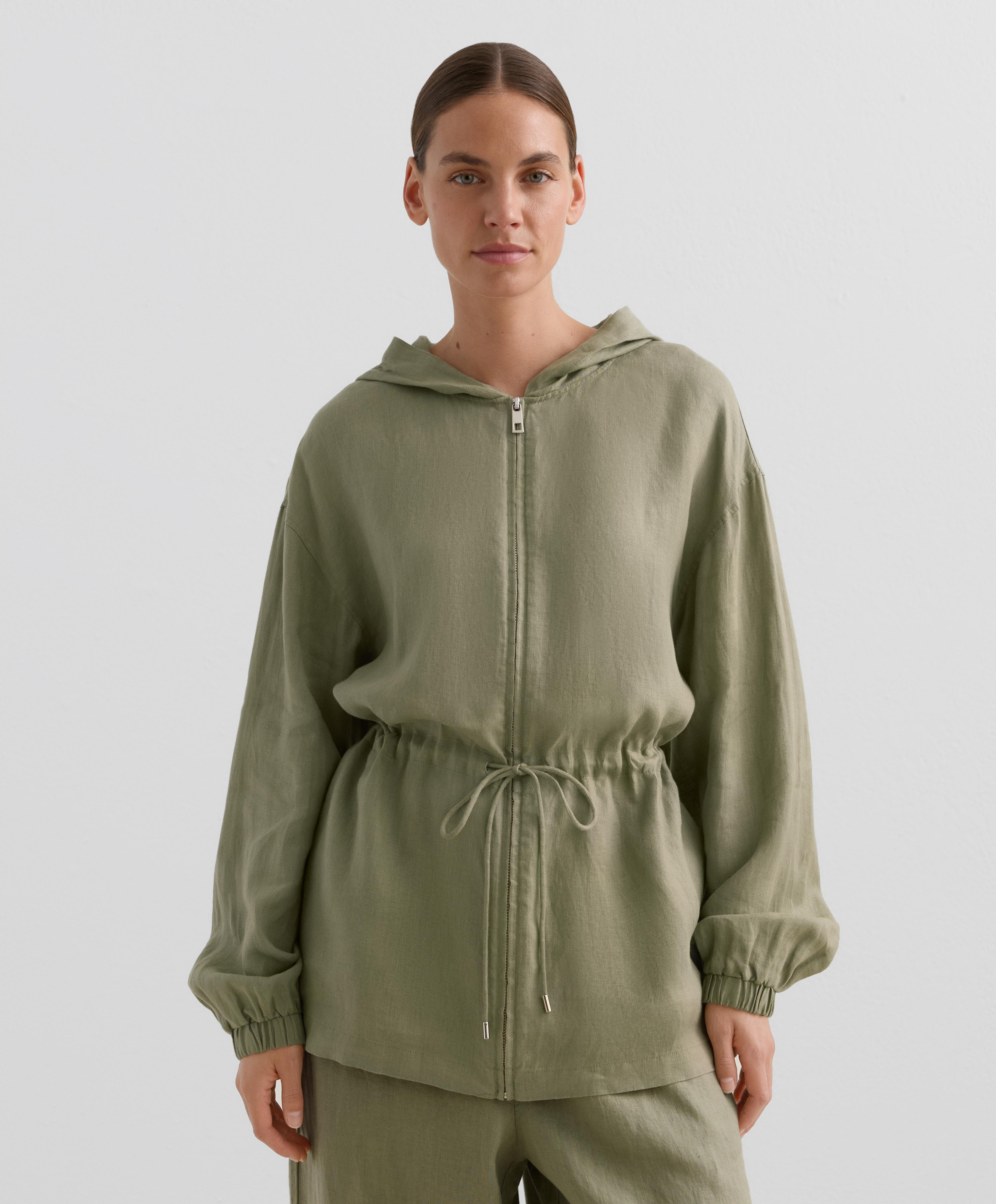 Kapüşonlu Uzun %100 Keten Ceket - İndirim Kapüşonlu Uzun %100 Keten Ceket - İndirim