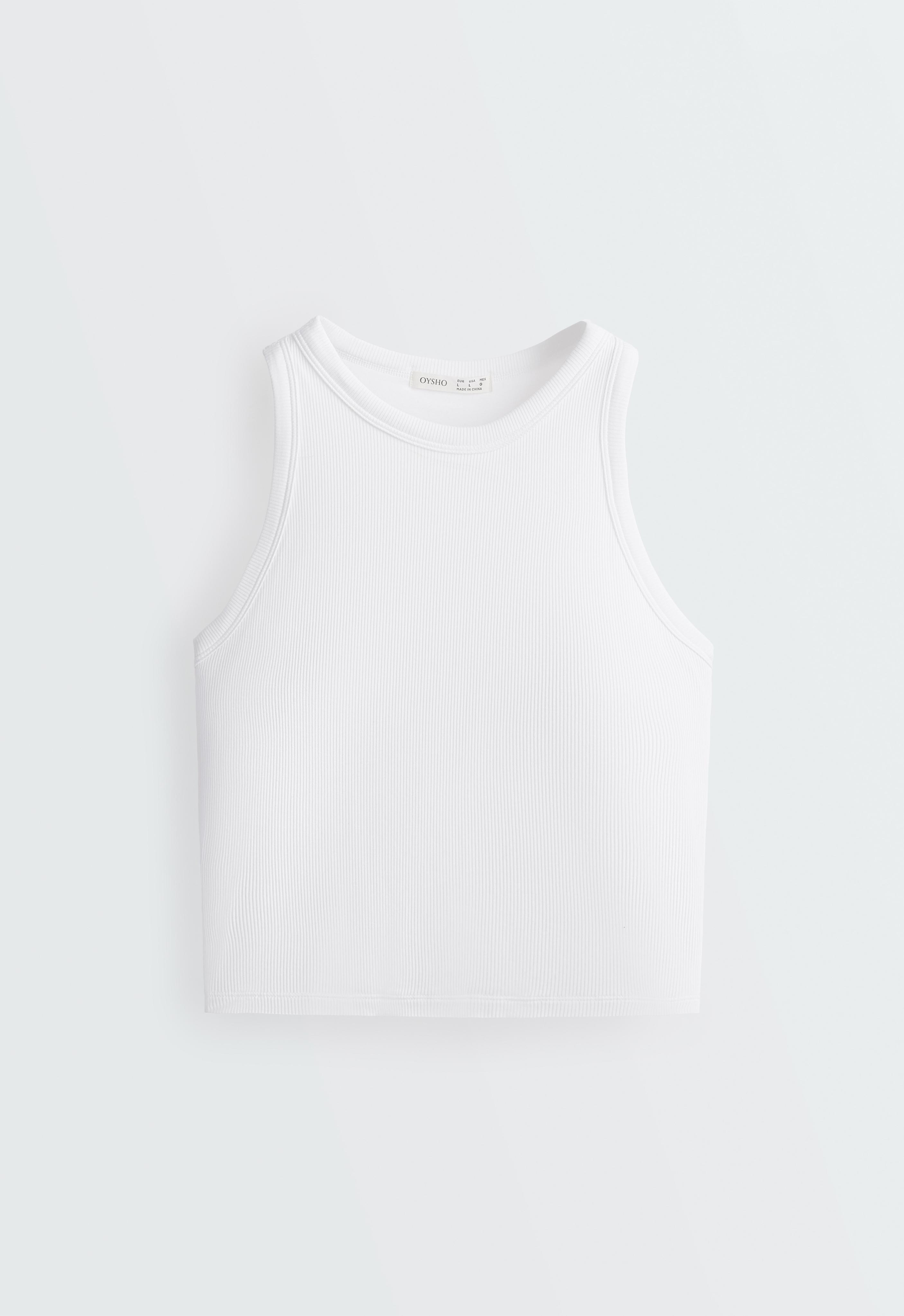 Rib modal blend long tank top — WHITE 