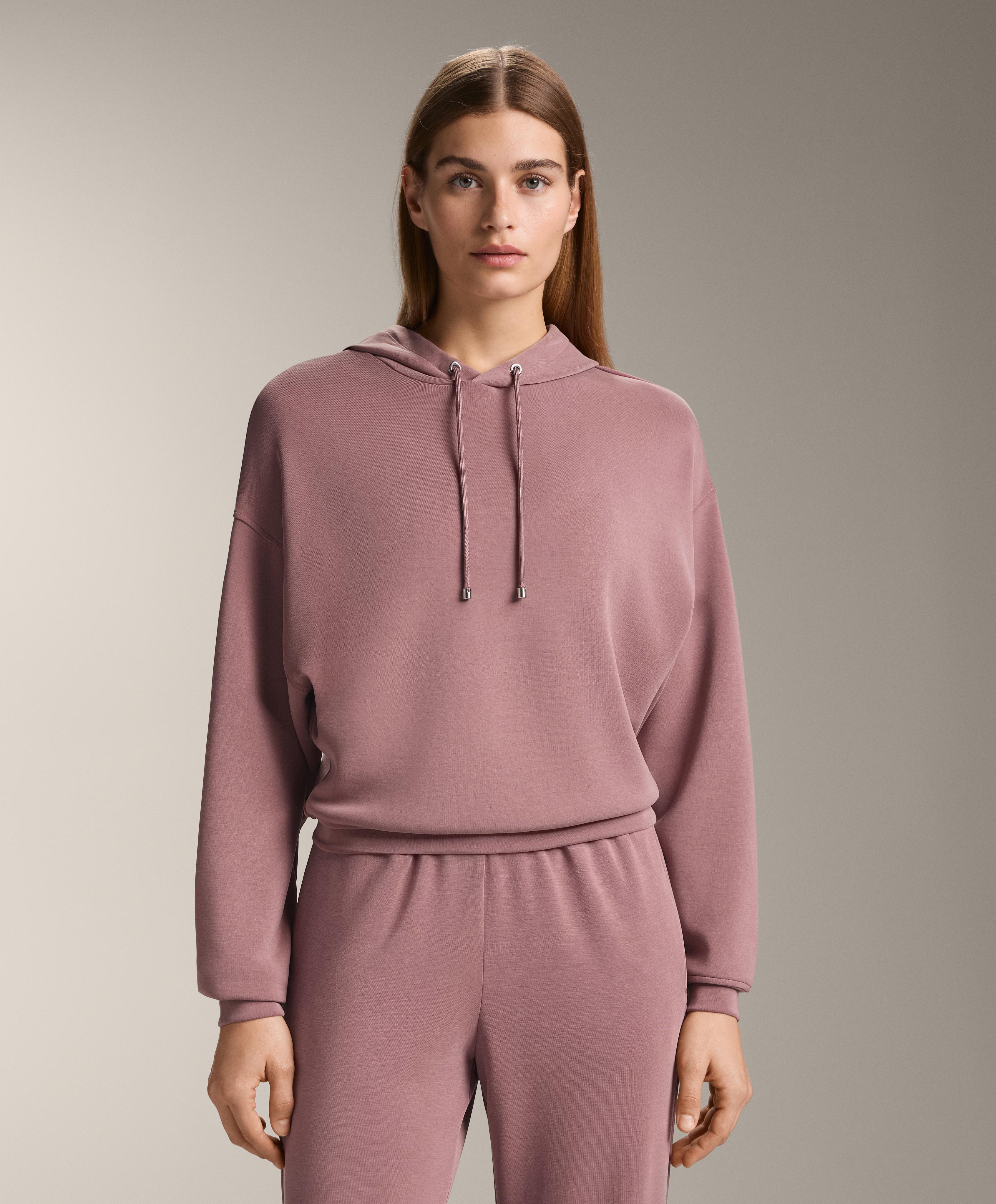 Boxy hooded sweatshirt with modal — PINK-MAUVE