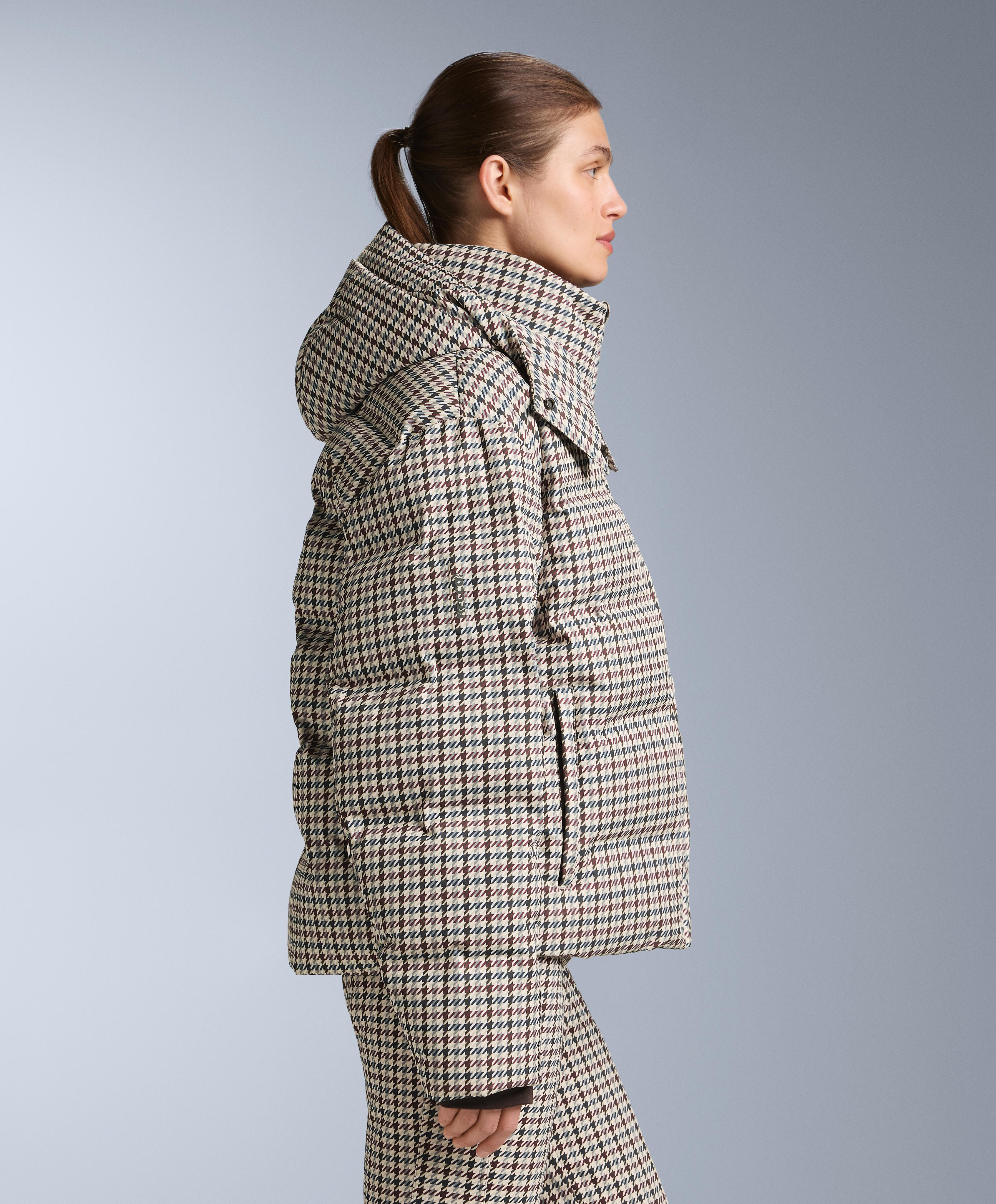 Printed padded jacket 80% down and 20% feather MINARDI PIUME SKI 10k — PALE MINK