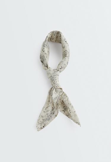 100% cotton print scarf — CREAM 2