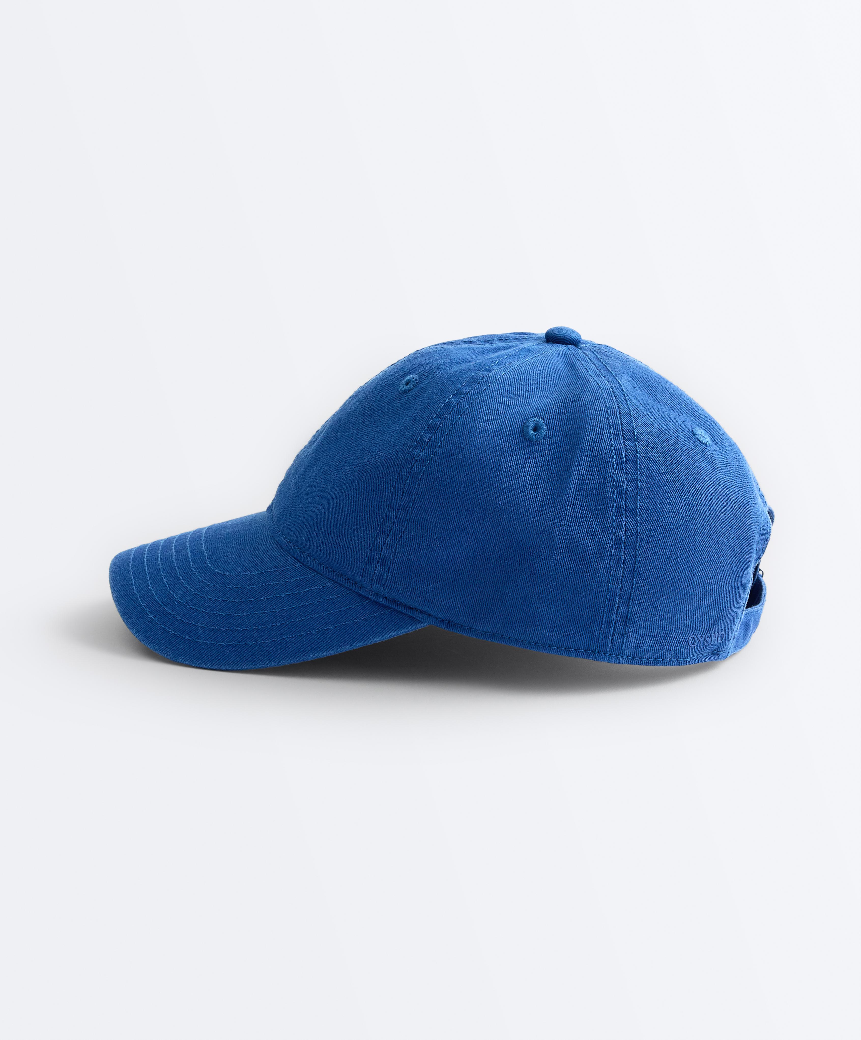 Washed-effect 100% cotton cap — COBALT