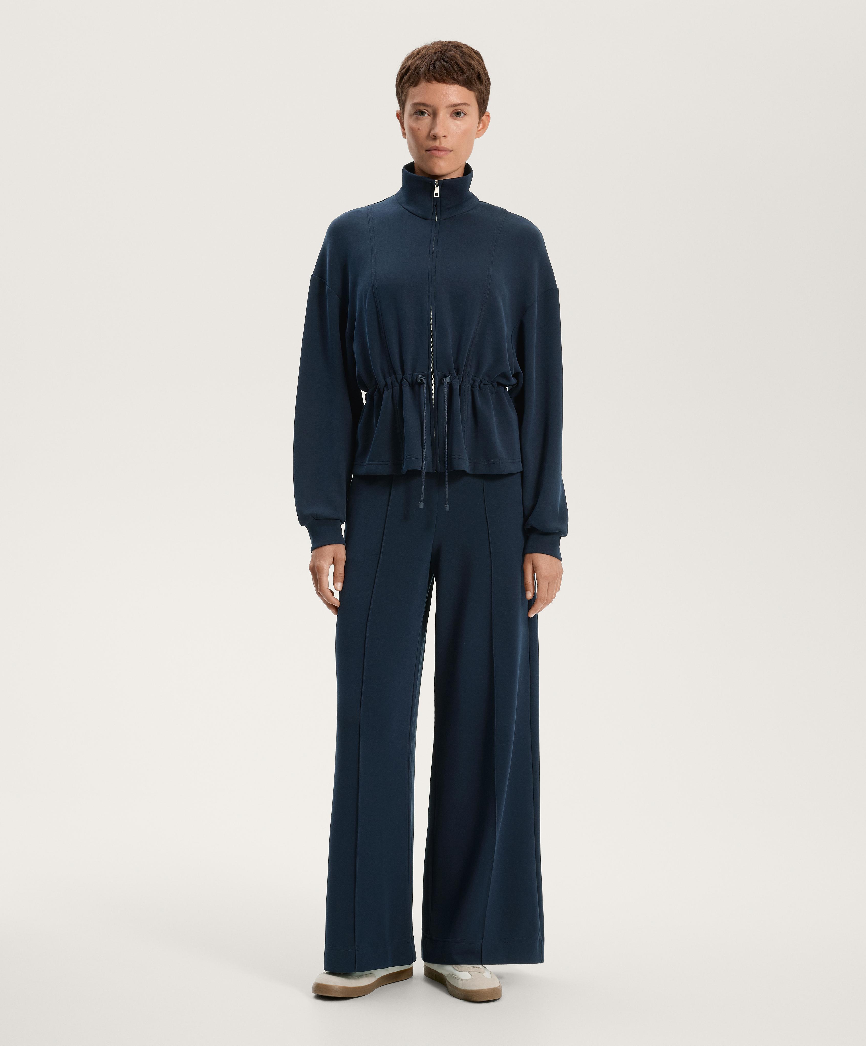 Straight-leg trousers with modal and crease — NAVY BLUE