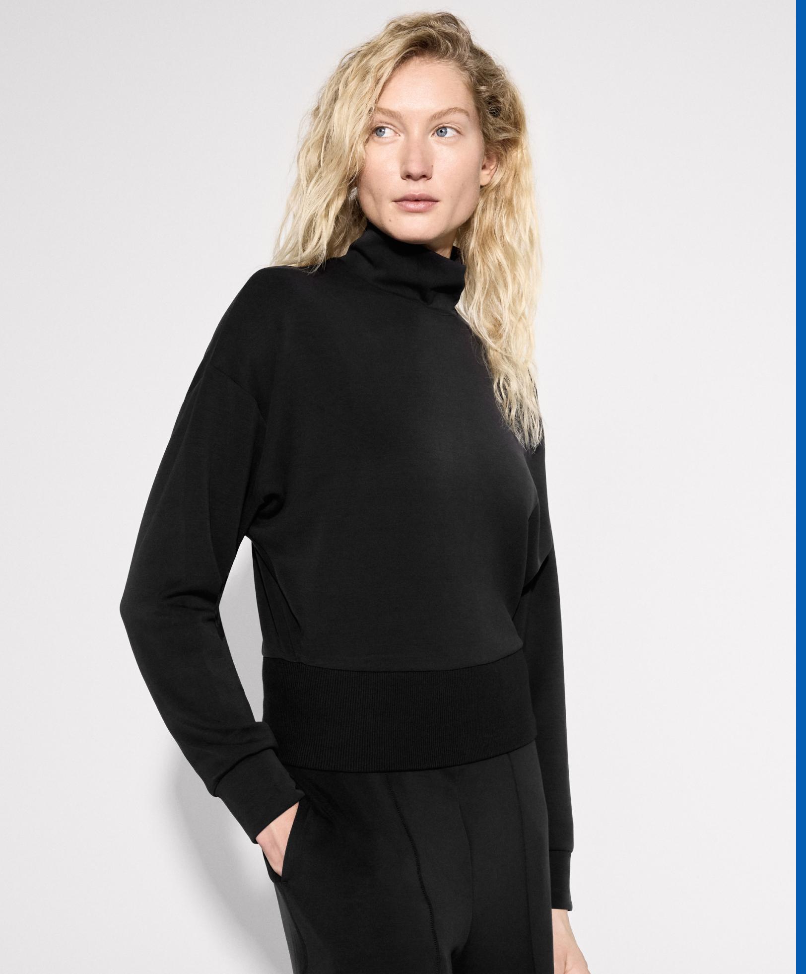 High-neck crop sweatshirt with modal