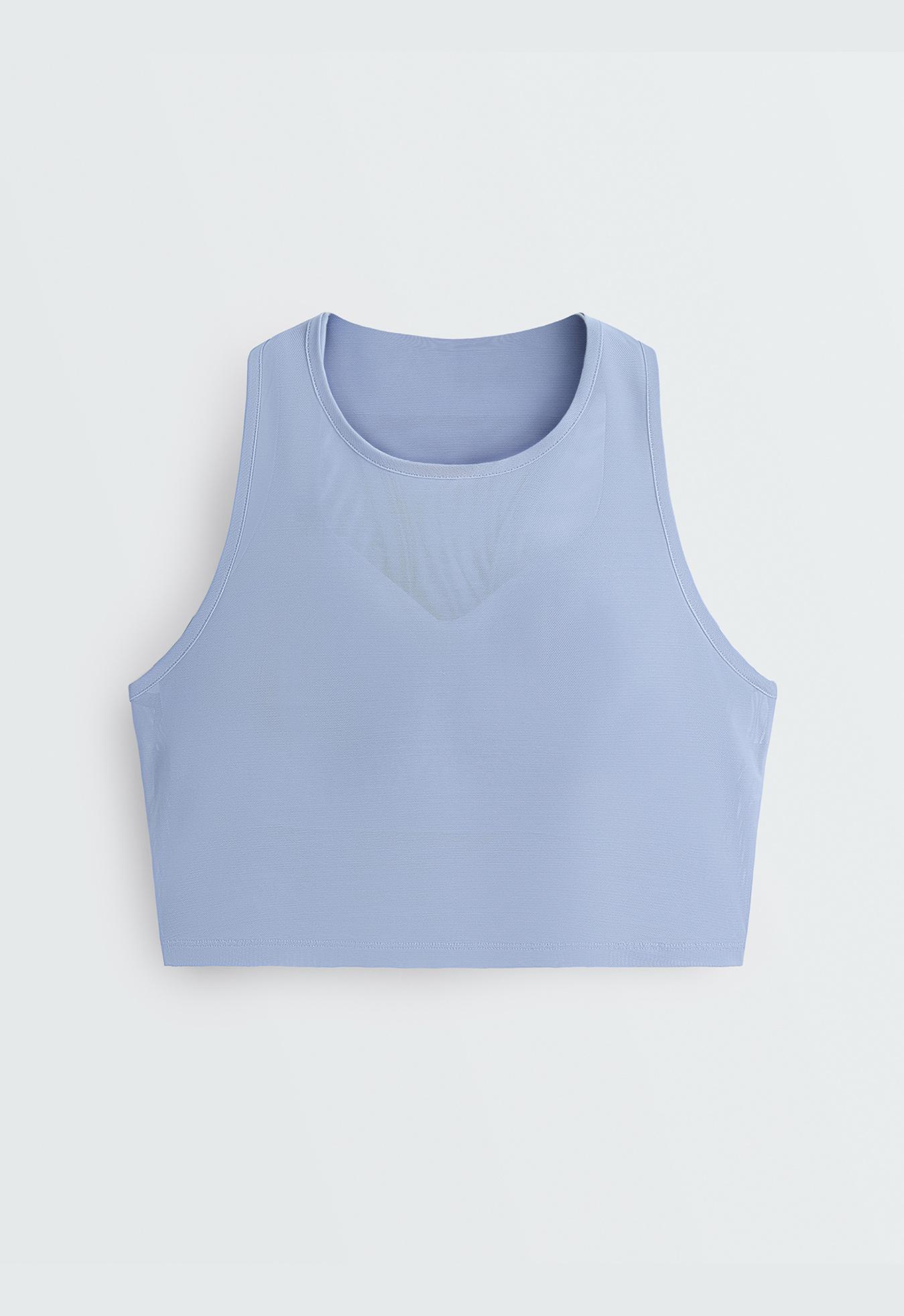Sheer compressive tank top — MID GREY-BLUE