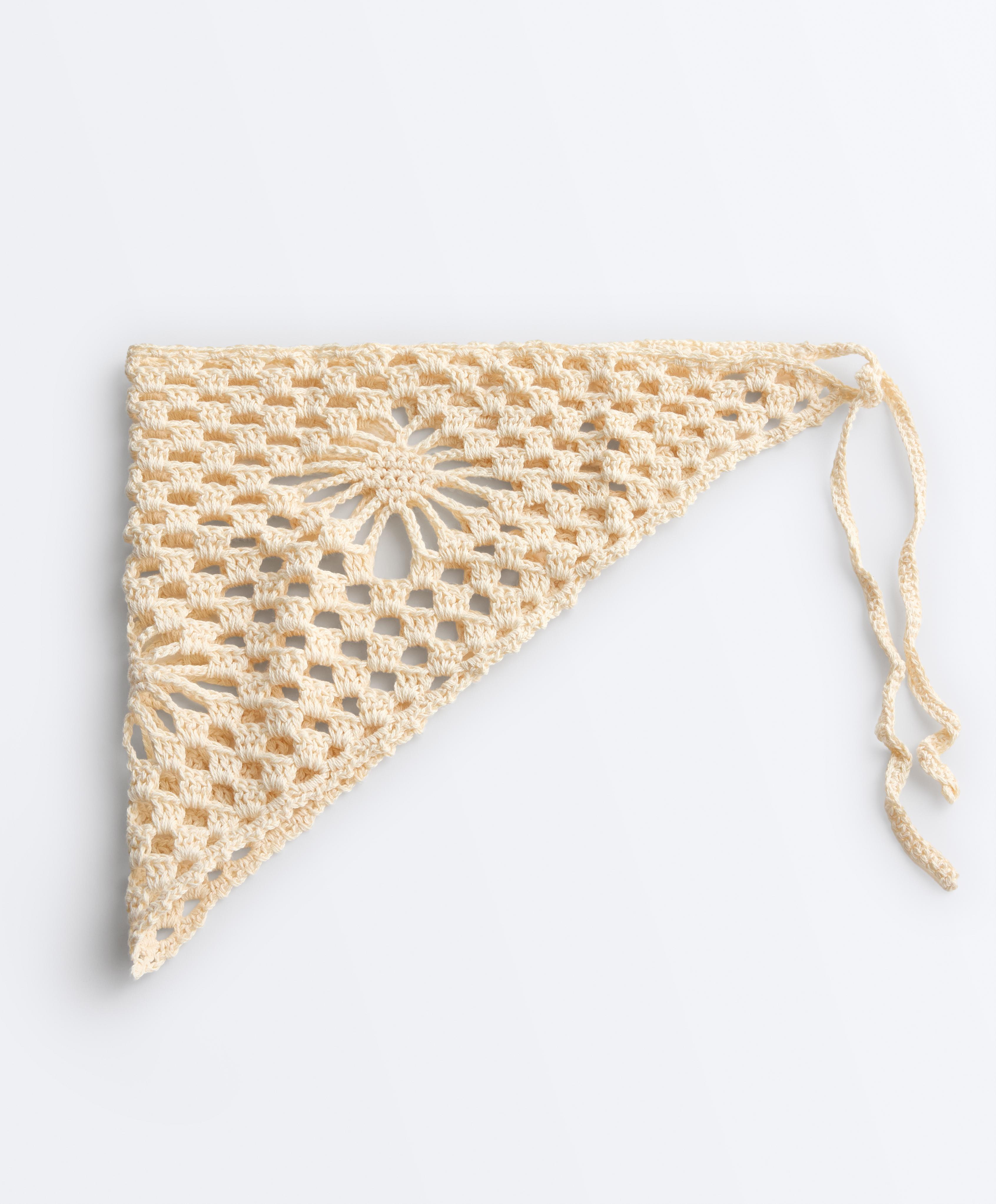 100% cotton triangle crochet headband — ECRU