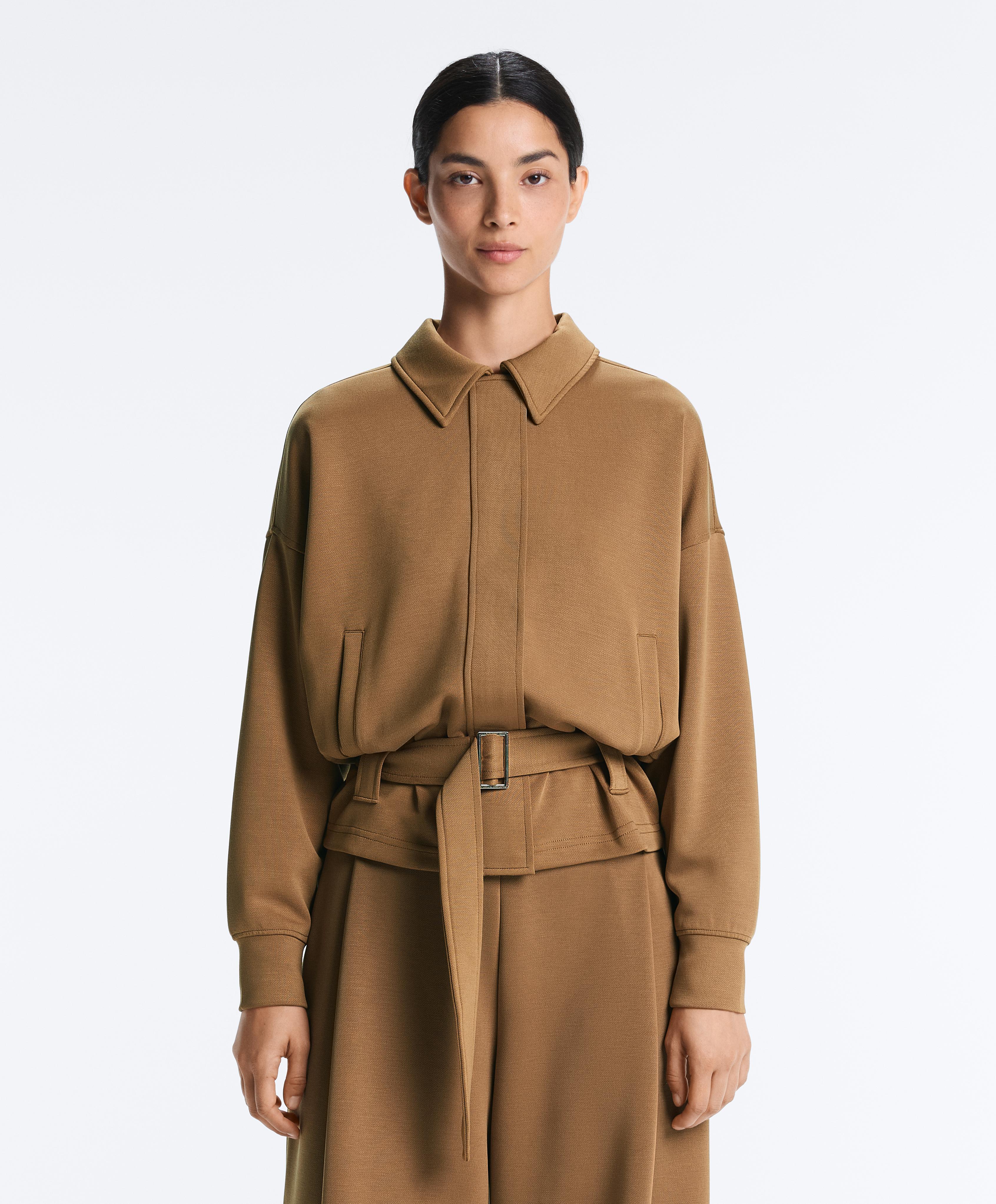 جاكيت عملي بحزام من نسيج التويل