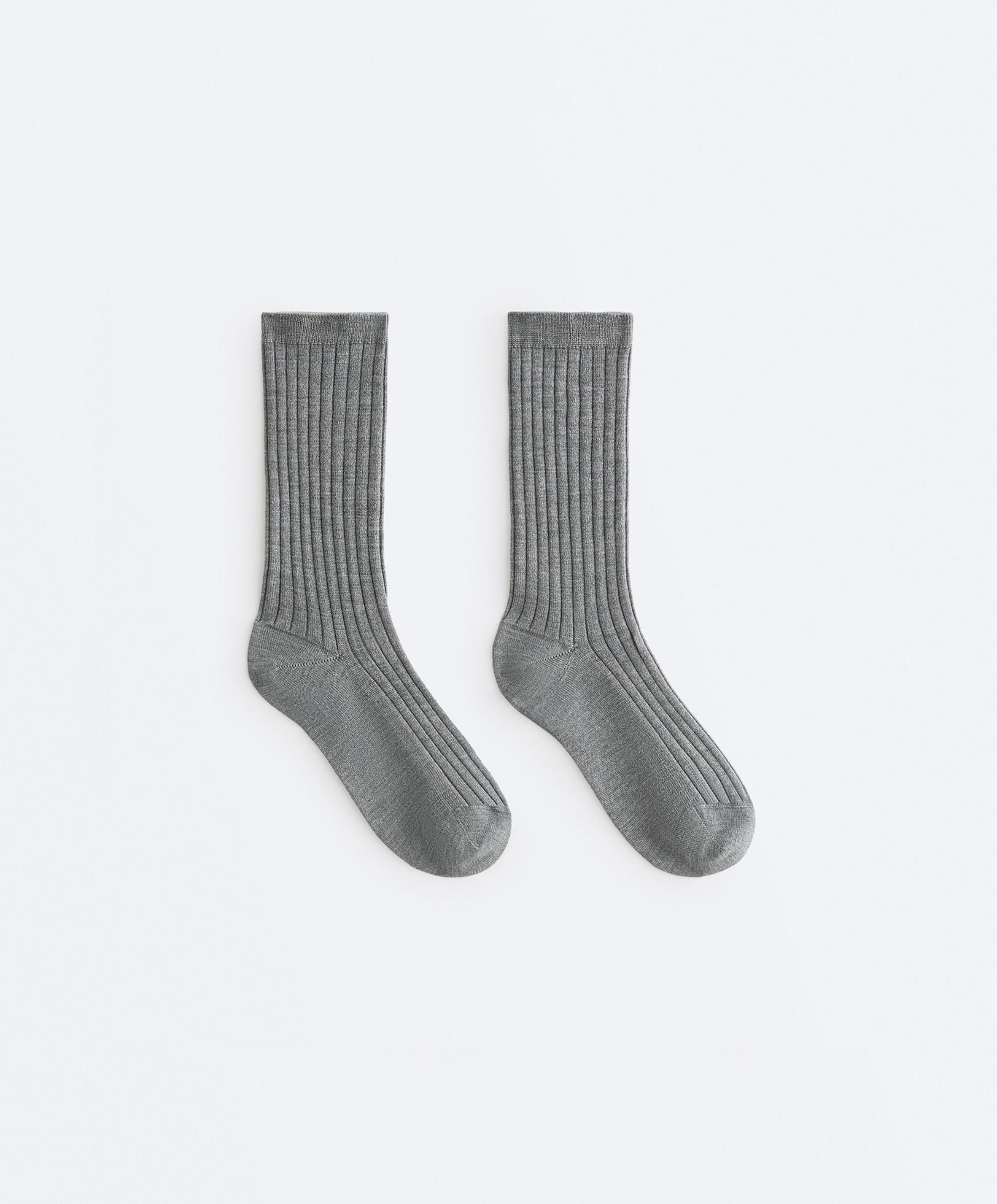 Classic Rib silk blend sock — MOTTLED GREY MELANGE