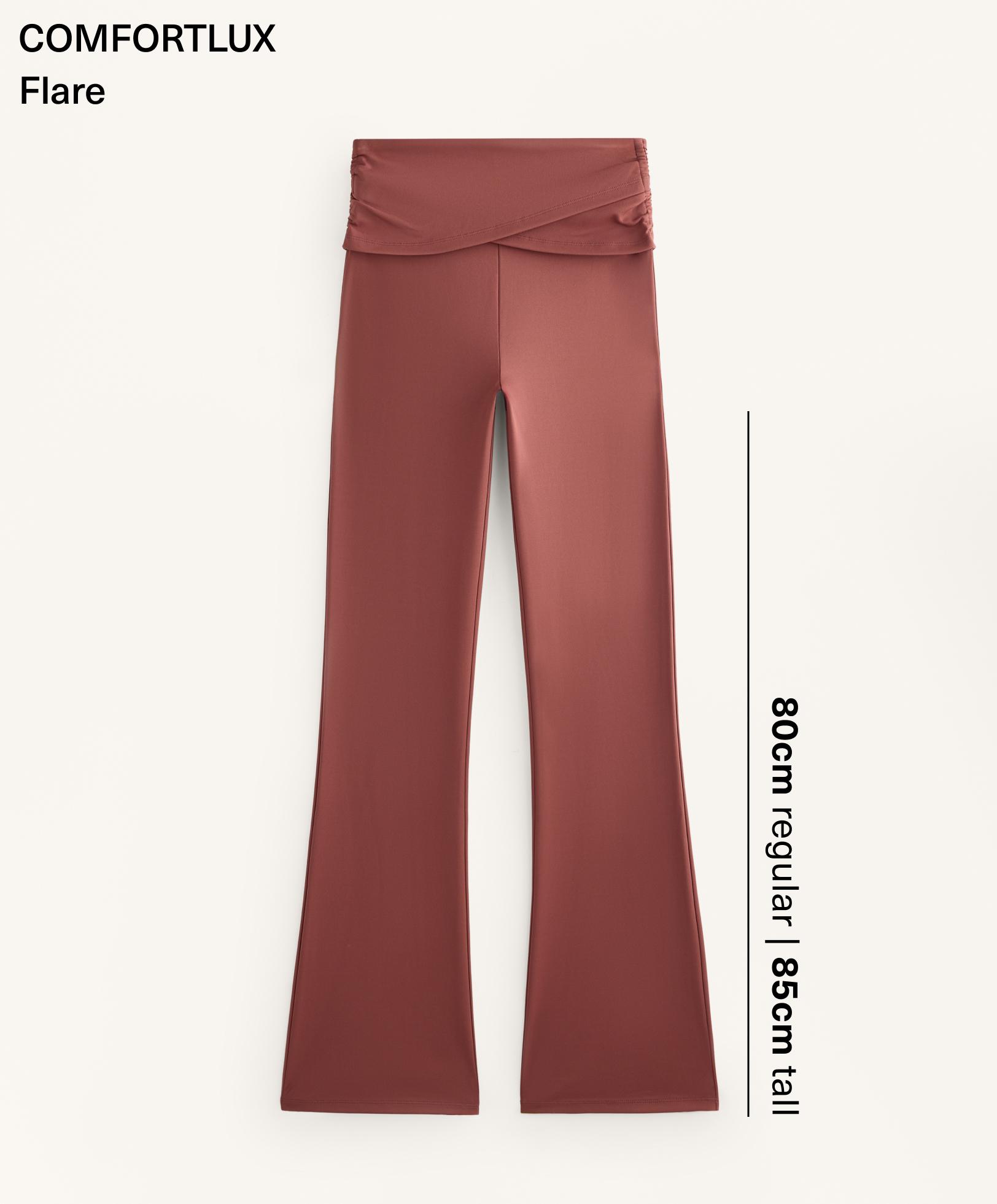 Draped waist Comfortlux high rise flare trousers