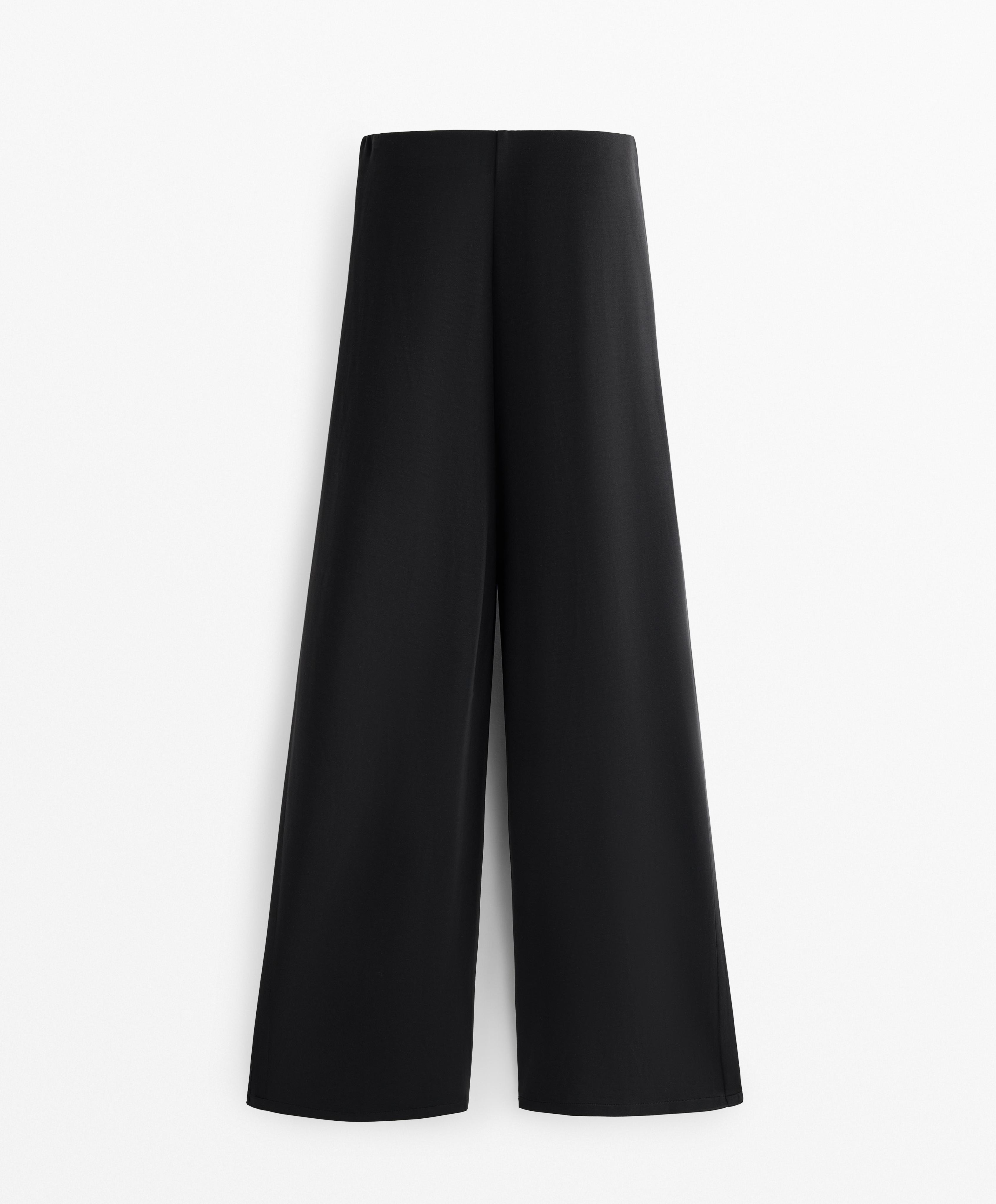 Pantalon wide leg à pli latéral en modal Soft Touch.