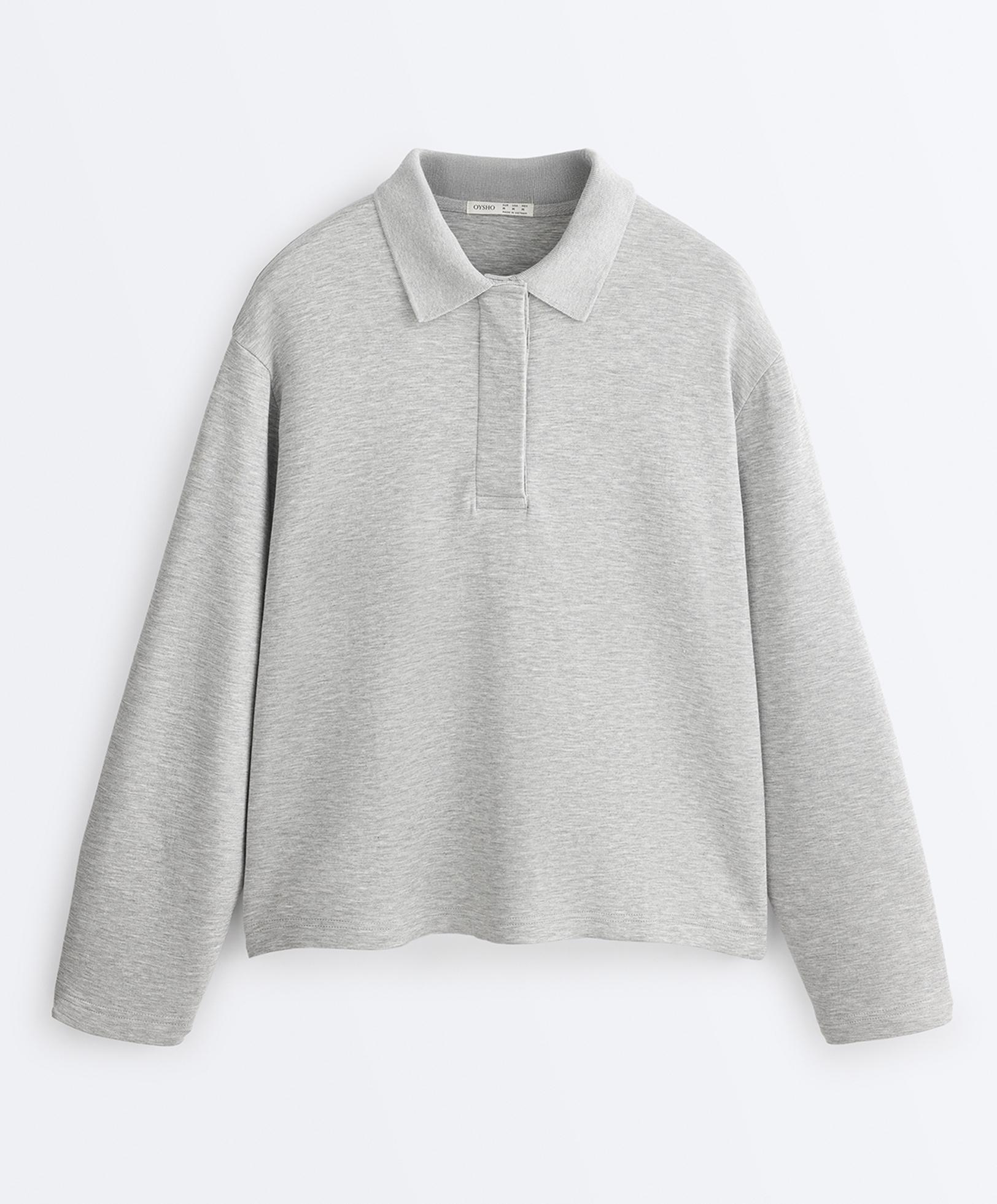 Mélange piqué polo shirt — GREY MELANGE