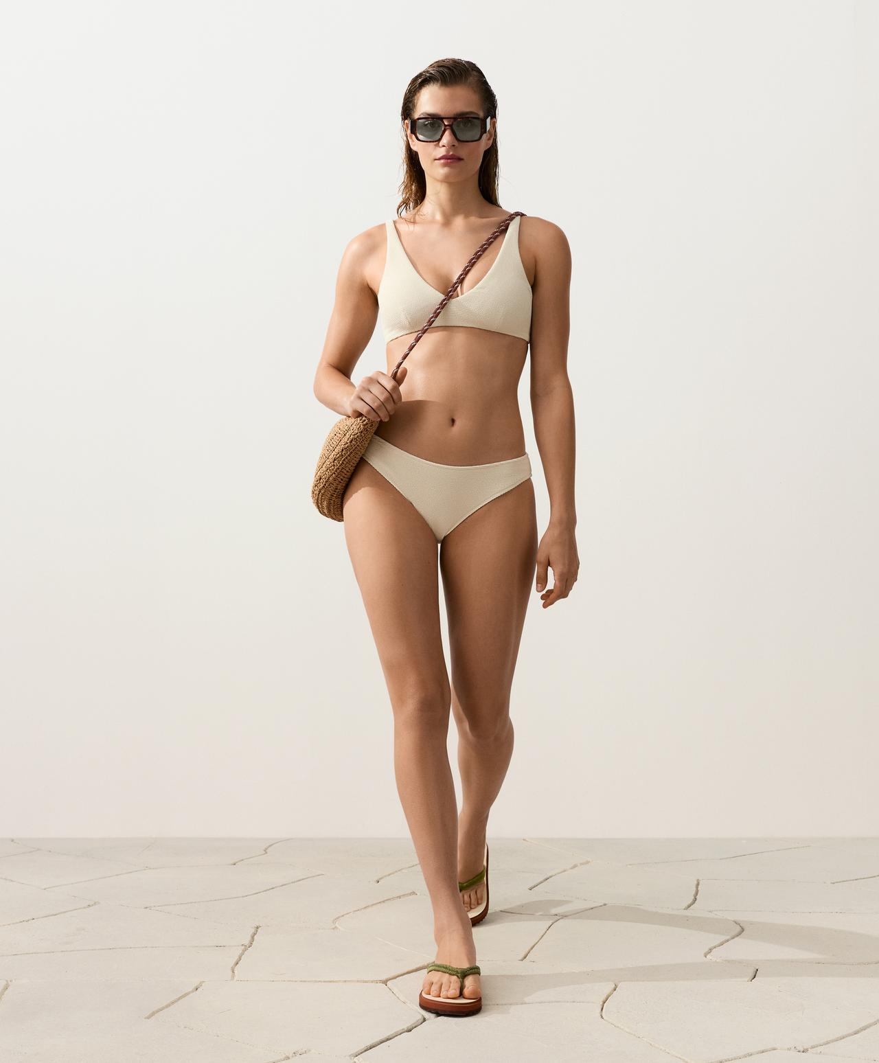 Crinkle classic bikini briefs — ECRU
