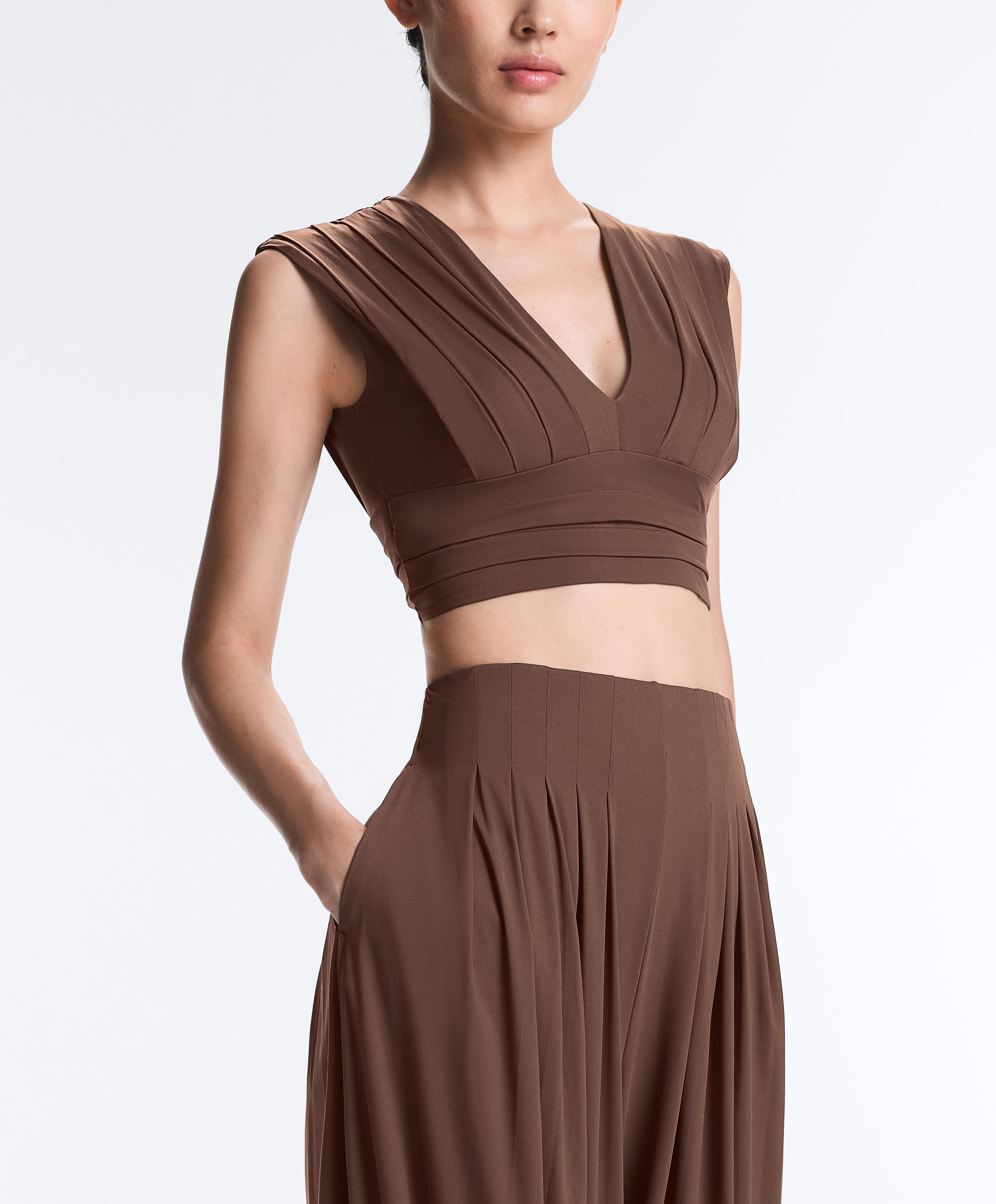 Light Touch long bloomer trousers — MID-BROWN