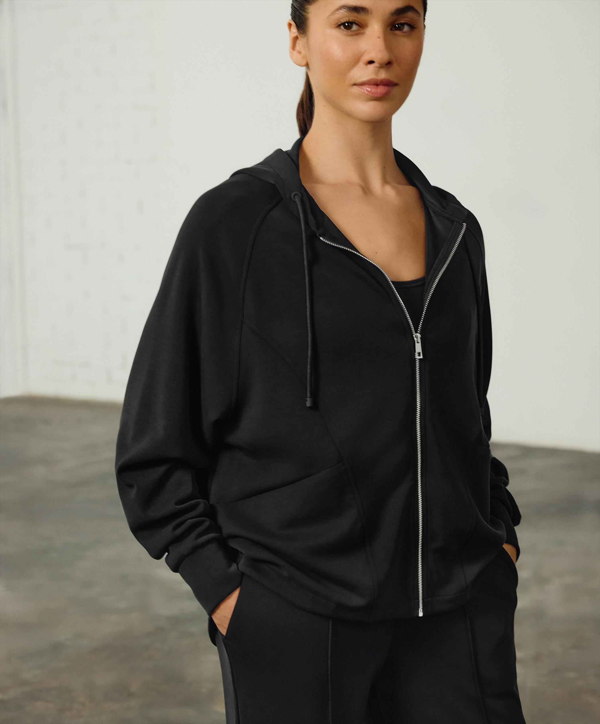 Knit hooded jacket with modal