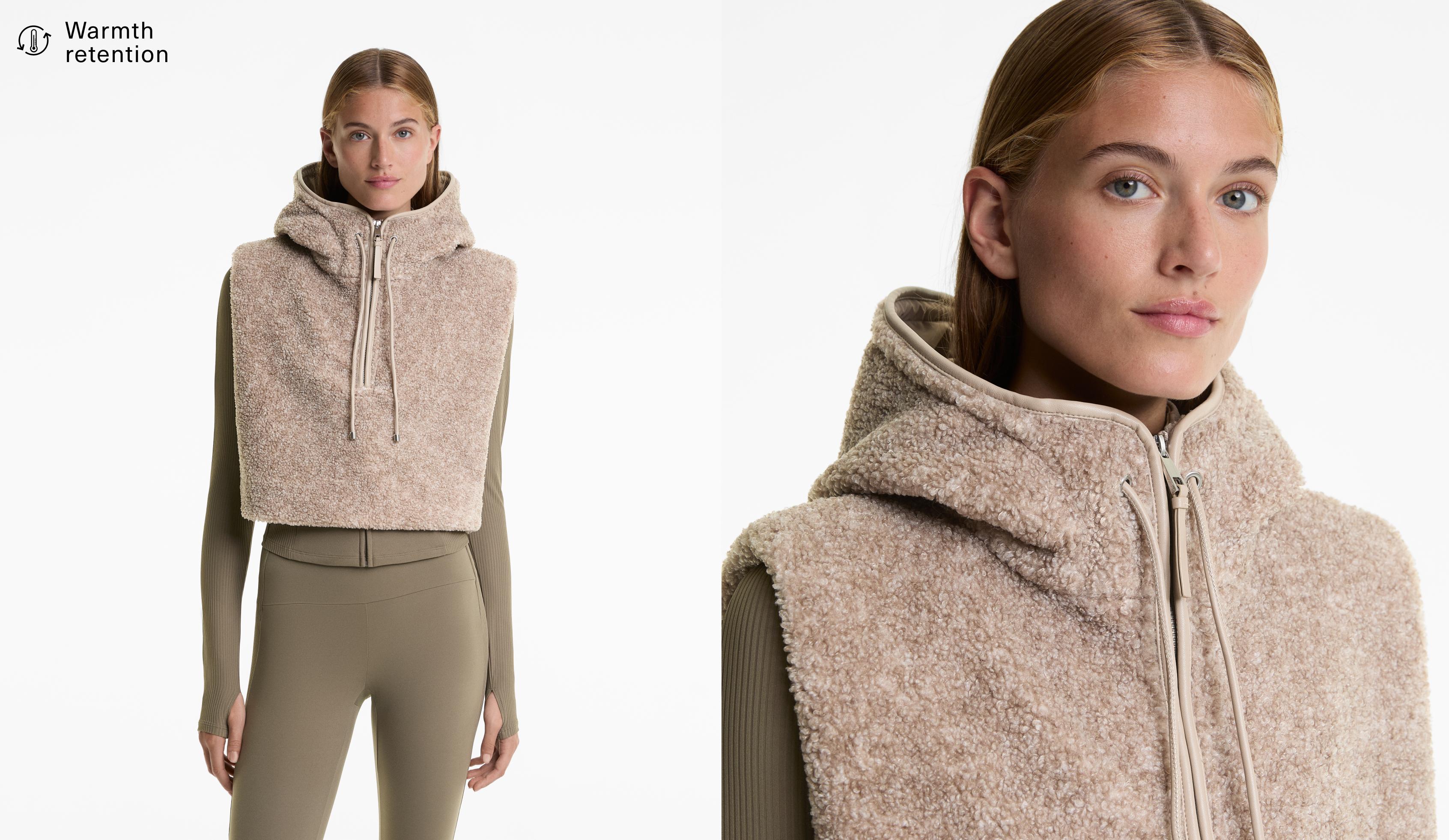 Faux-shearling hooded gilet