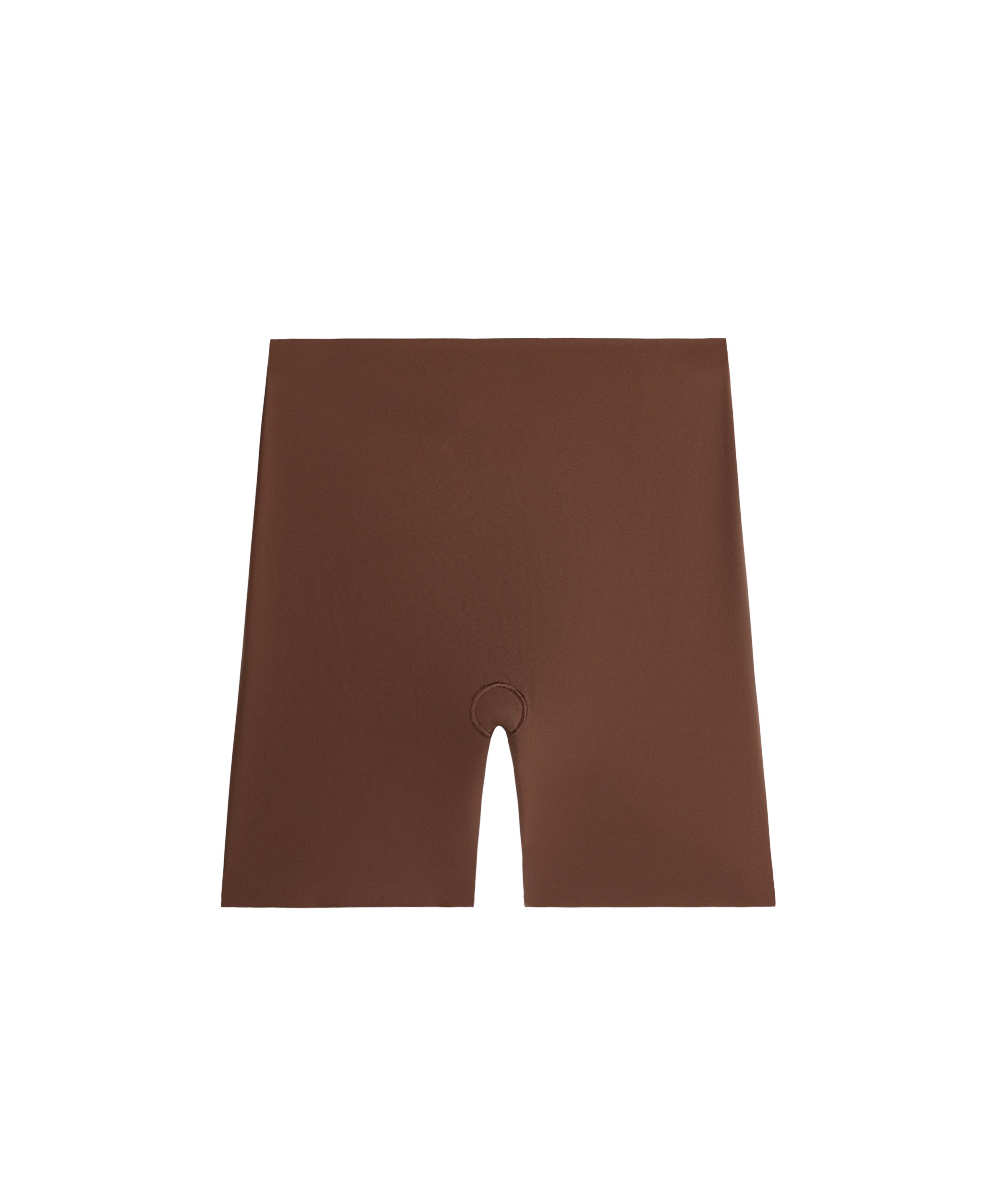 High-waisted invisible laser-cut cycling briefs — DARK BROWN