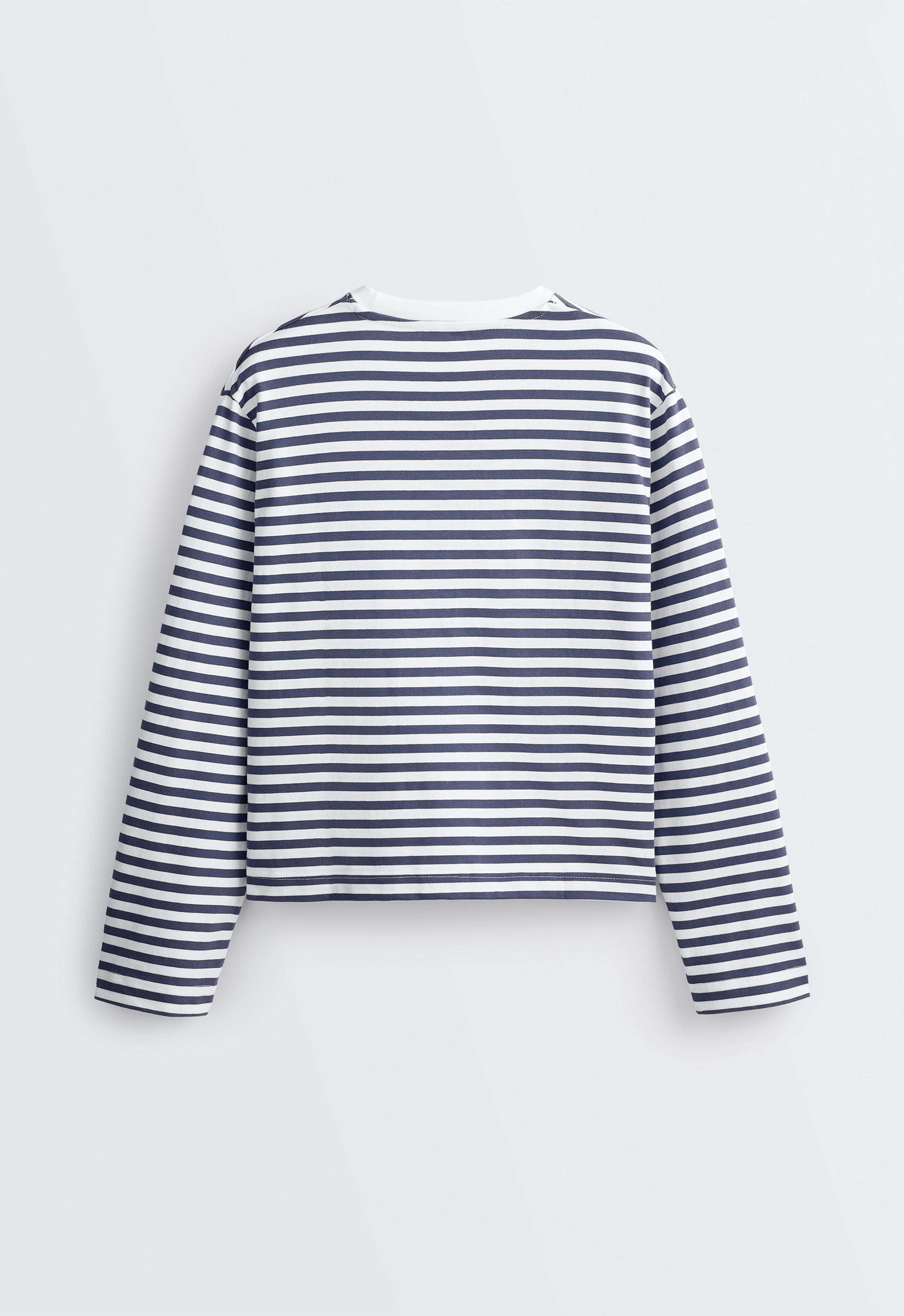 Striped 100% cotton boxy long-sleeved T-shirt — STORM