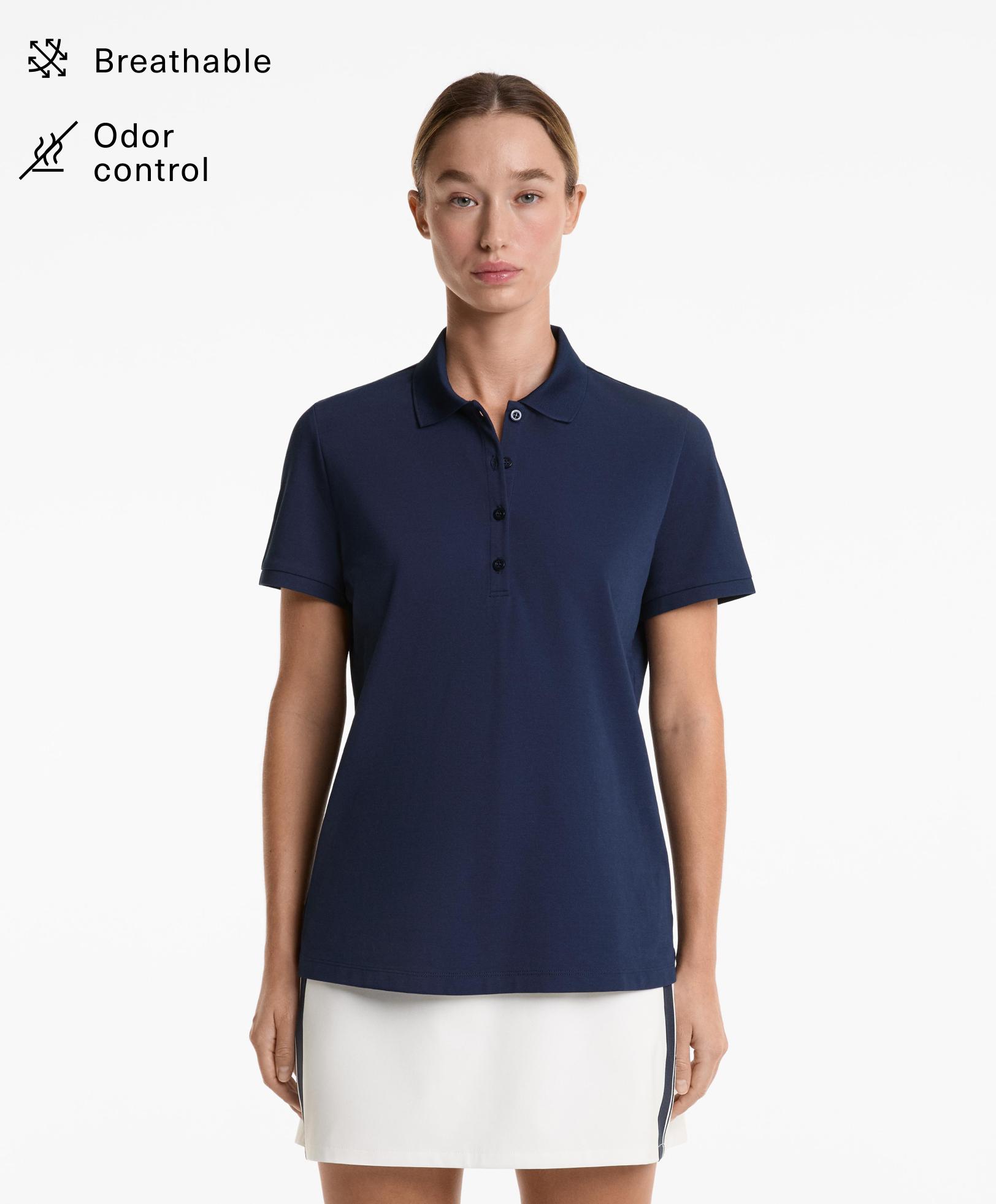 Piqué poloshirt van katoenmix met korte mouwen