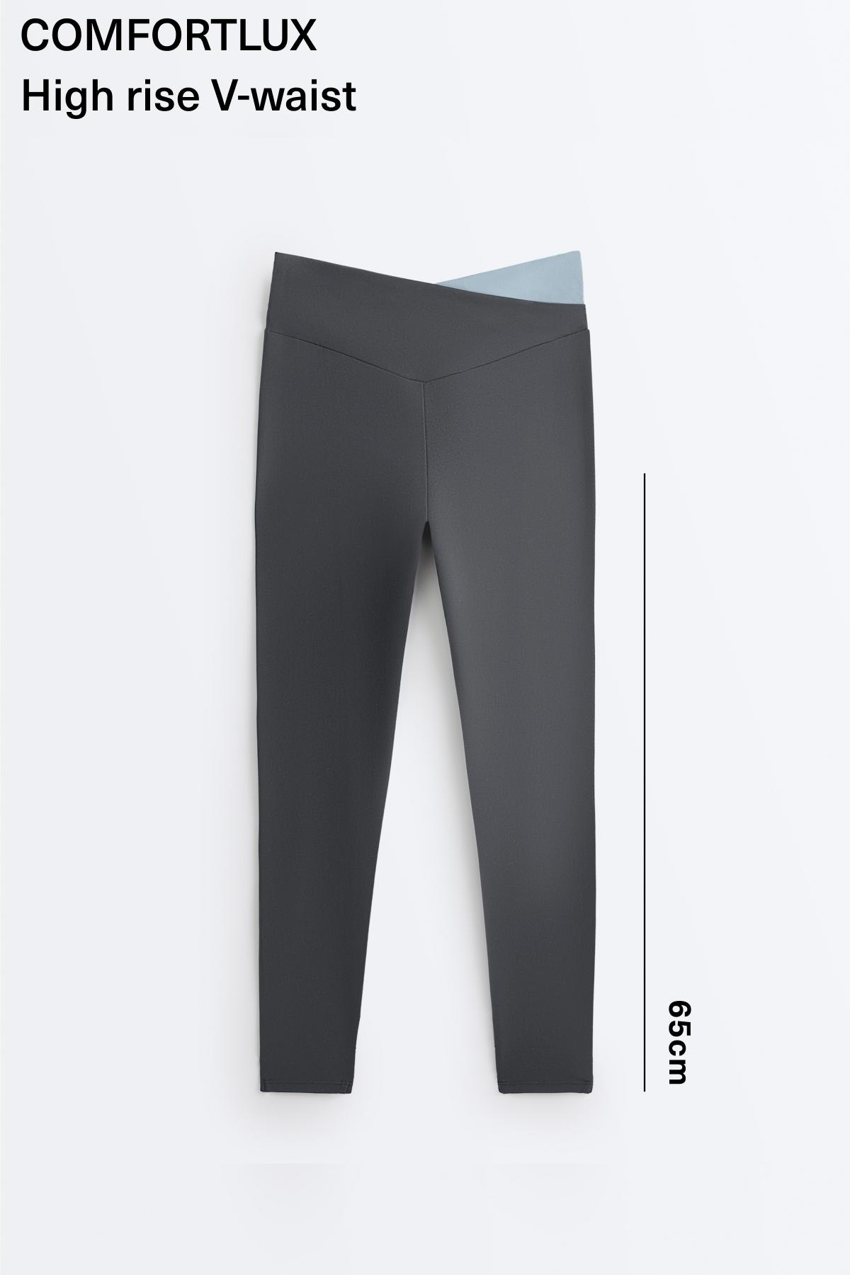 Comfortlux V-waist contrast ankle-length leggings — ASPHALT