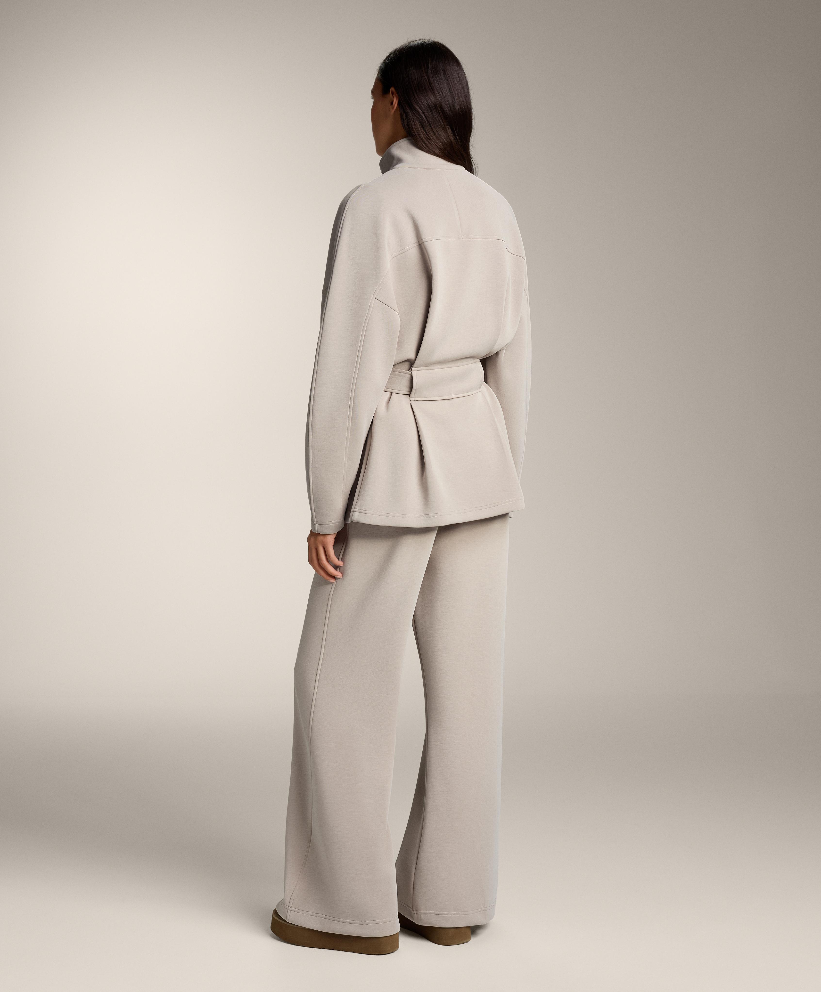 Long belted jacket with brushed modal — DUSTY TAUPE