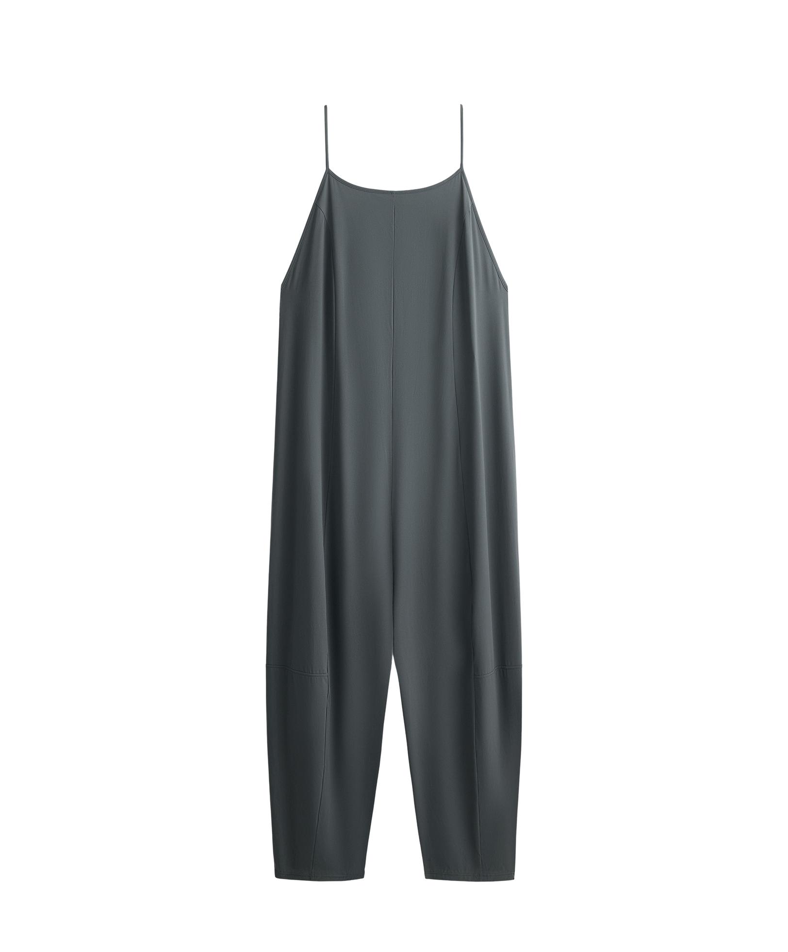 Light Touch wide long jumpsuit — STEEL GREY