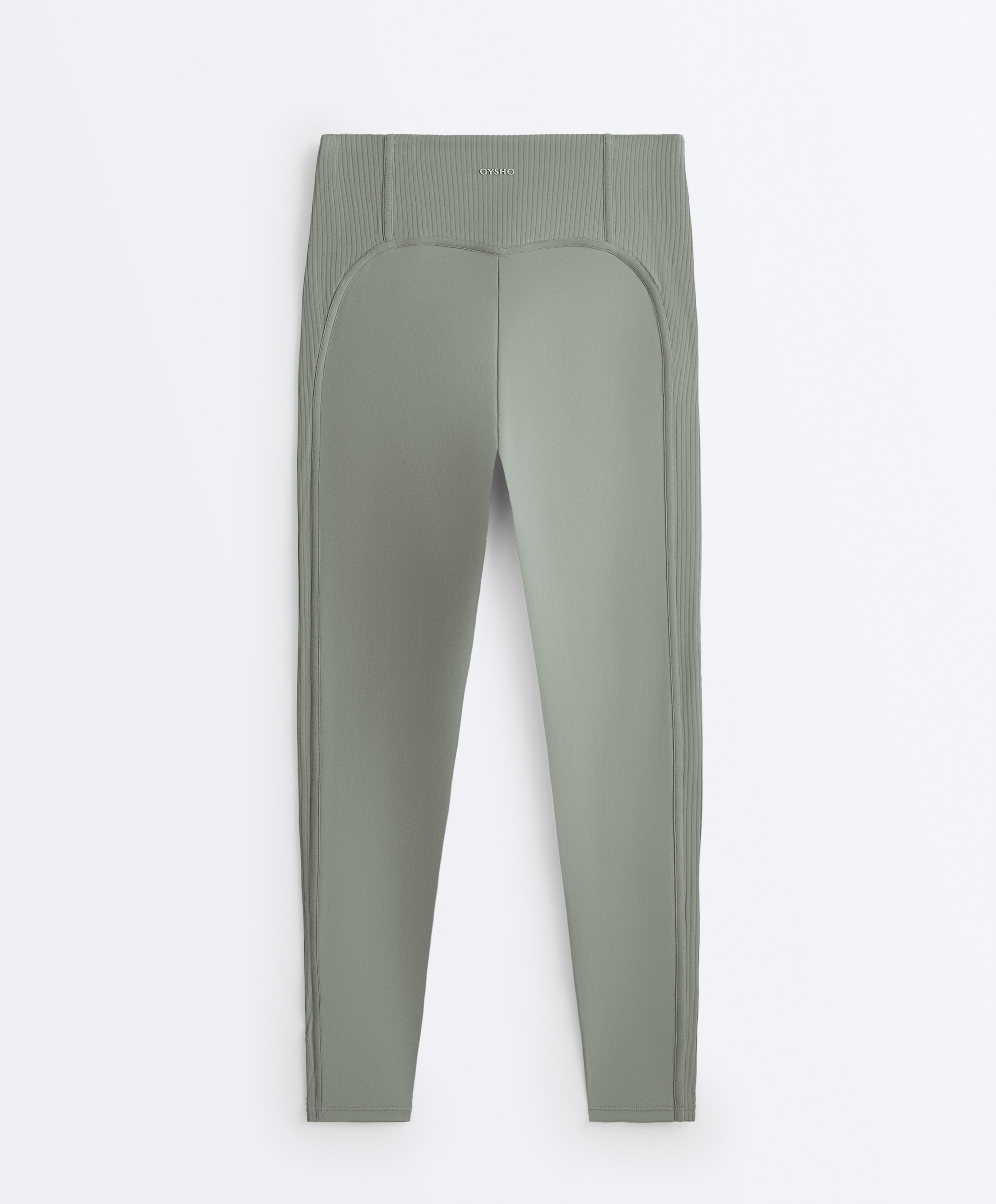 Comfortlux high rise rib ankle-length leggings — KHAKI-GREY