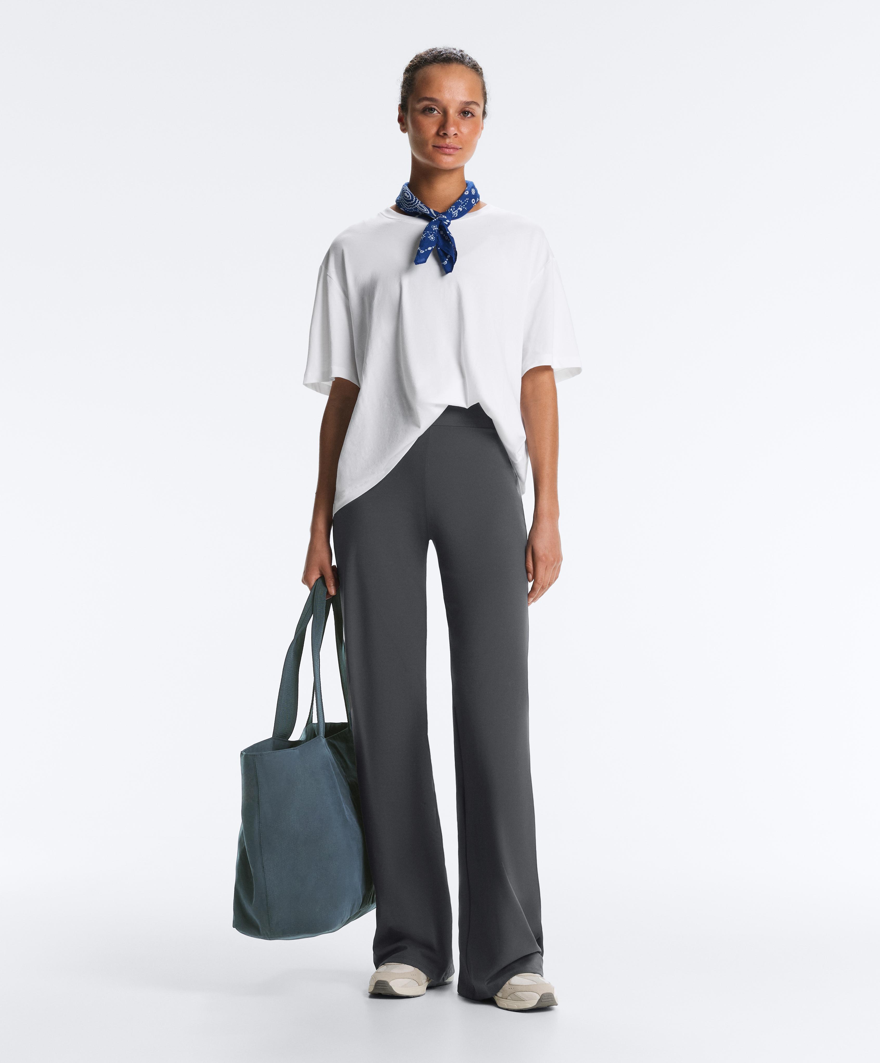 High-rise Comfortlux straight-leg trousers — ASPHALT