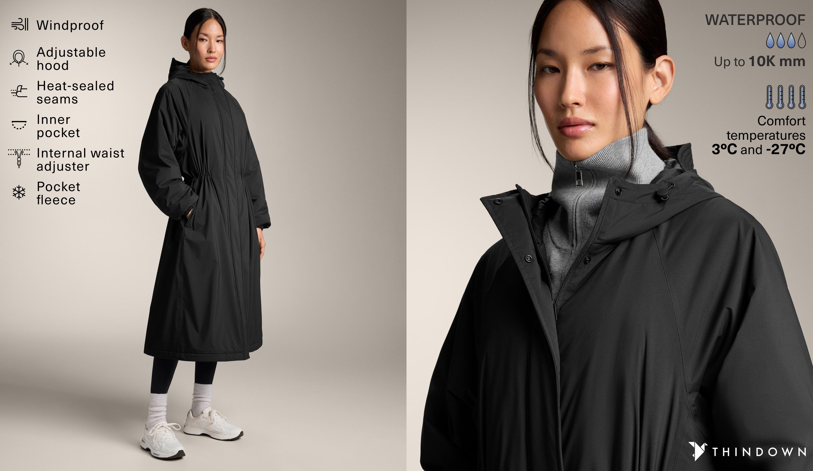 10k Thindown® waterproof extra-light long padded jacket